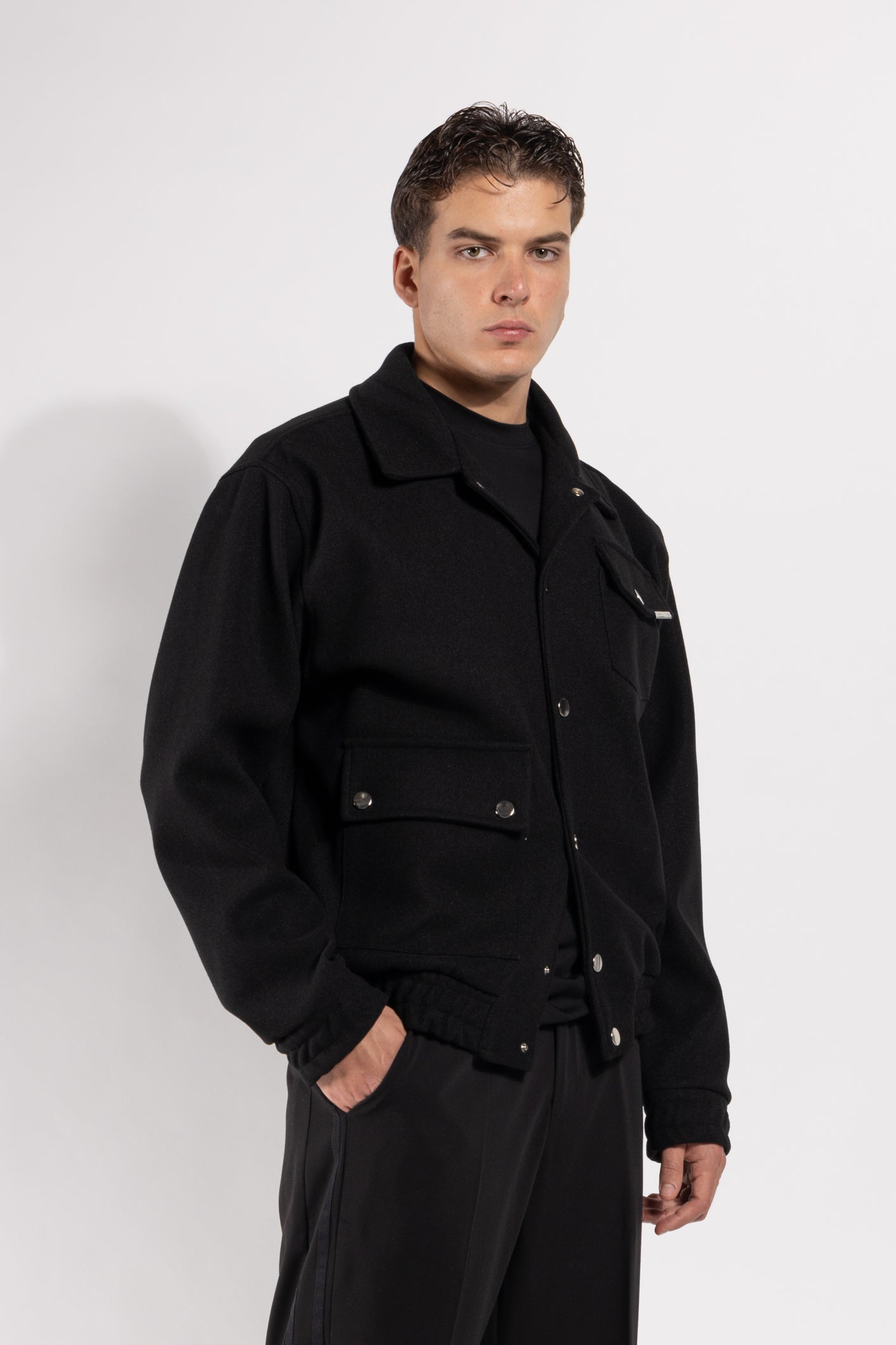 Giubbotto Gavroche in misto lana con bottoni automatici