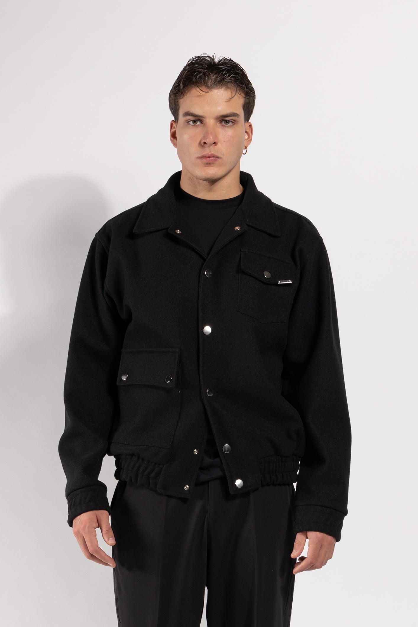 Giubbotto Gavroche in misto lana con bottoni automatici