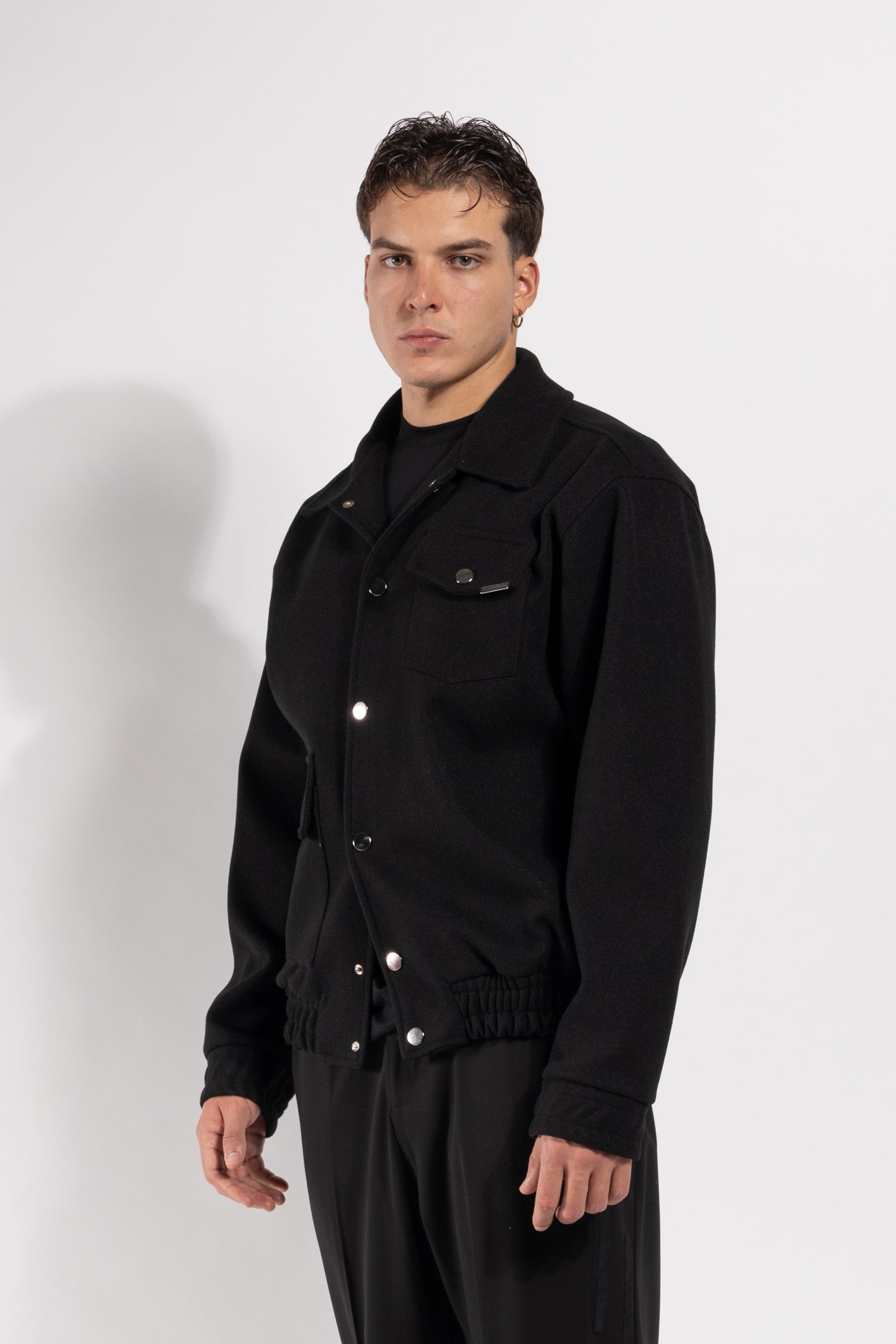 Giubbotto Gavroche in misto lana con bottoni automatici