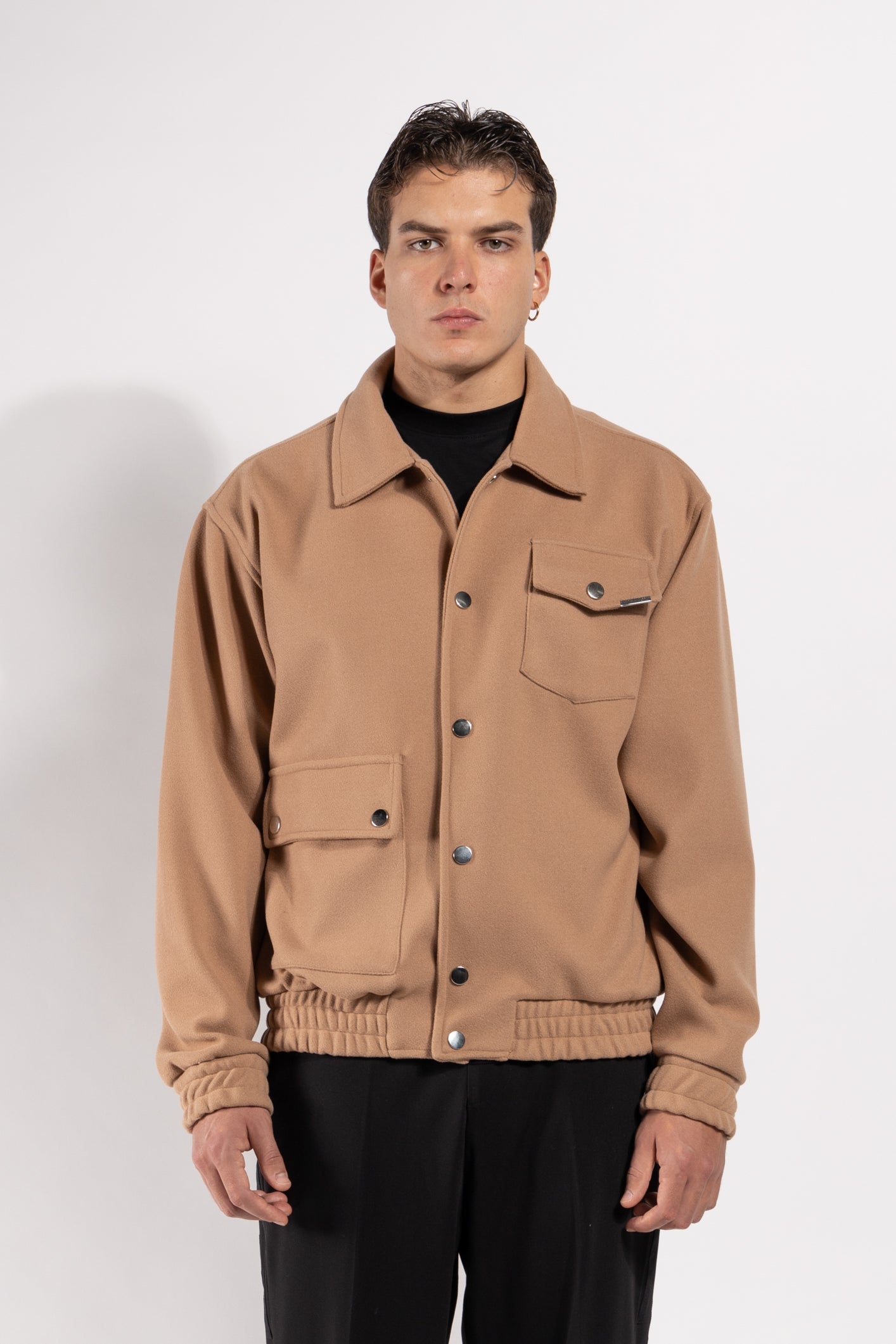 Giubbotto Gavroche in misto lana con bottoni automatici