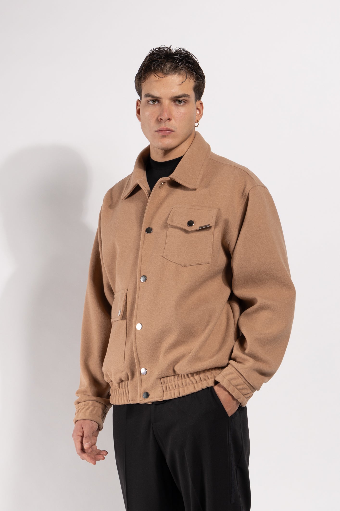 Giubbotto Gavroche in misto lana con bottoni automatici