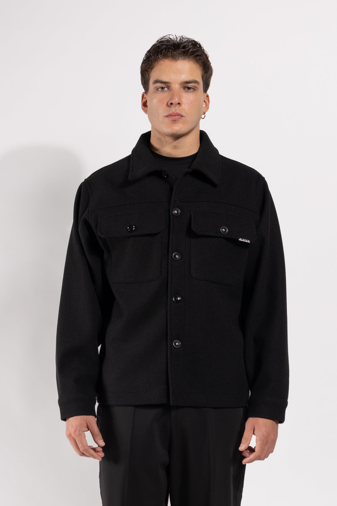 Giubbotto Gavroche in misto lana con tasche applicate