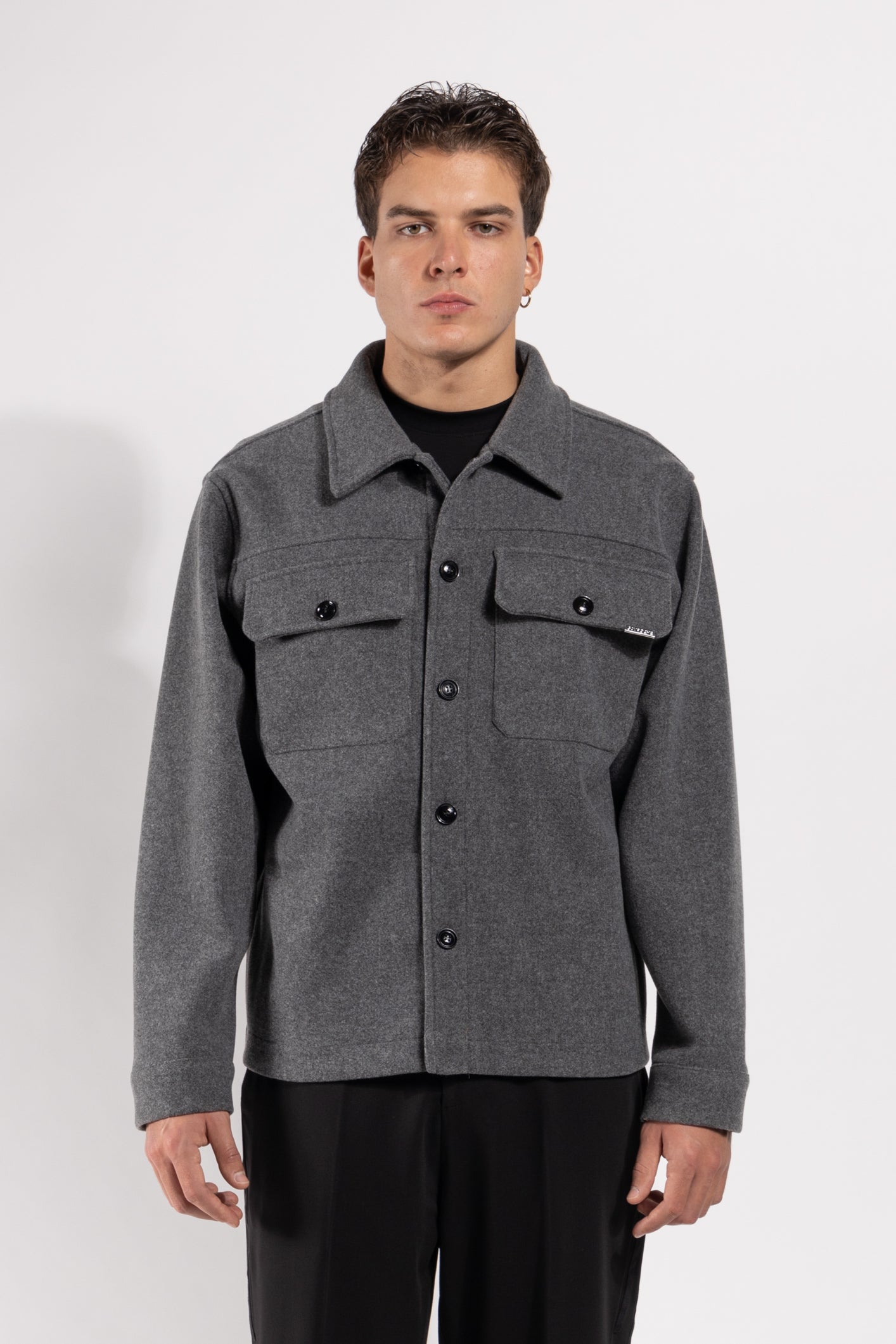 Giubbotto Gavroche in misto lana con tasche applicate