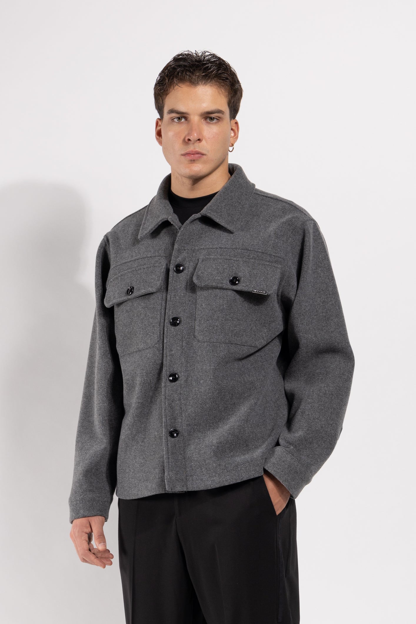 Giubbotto Gavroche in misto lana con tasche applicate