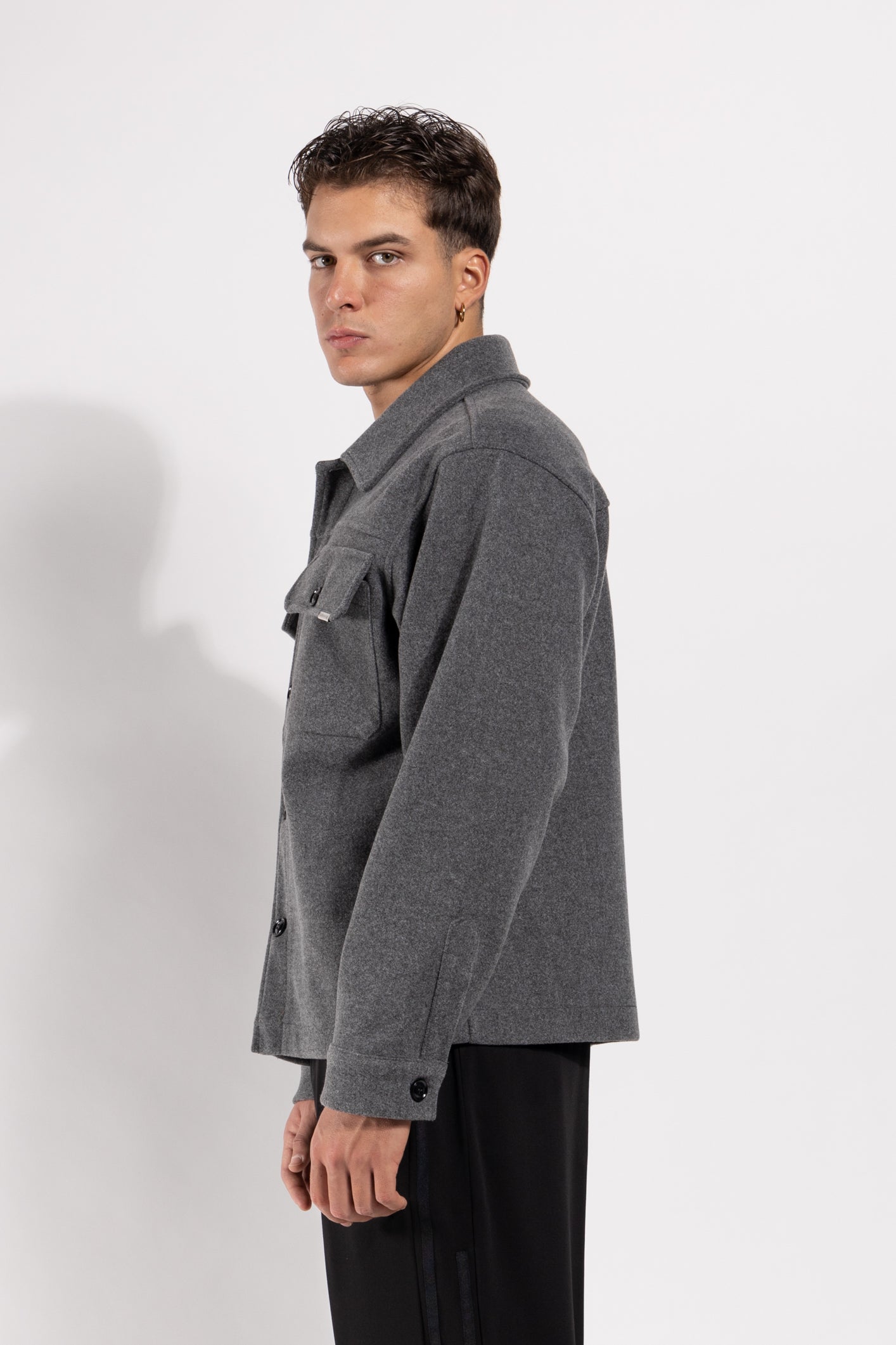 Giubbotto Gavroche in misto lana con tasche applicate