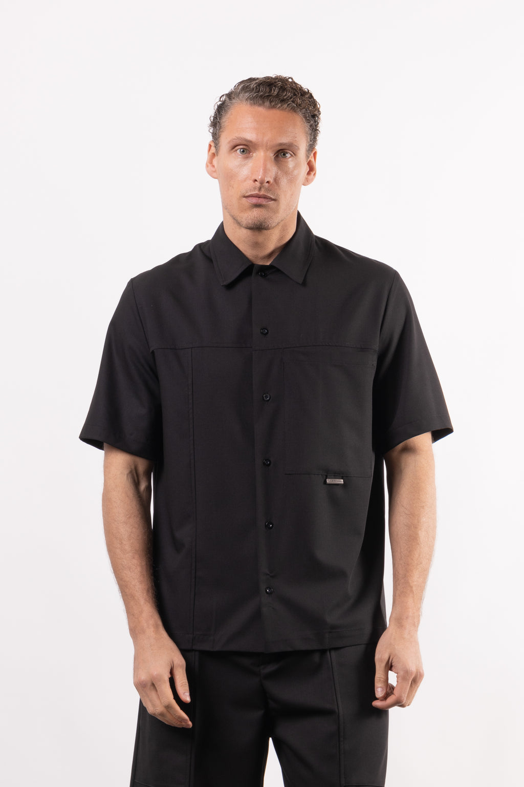 Camicia in viscosa con tasca oversize