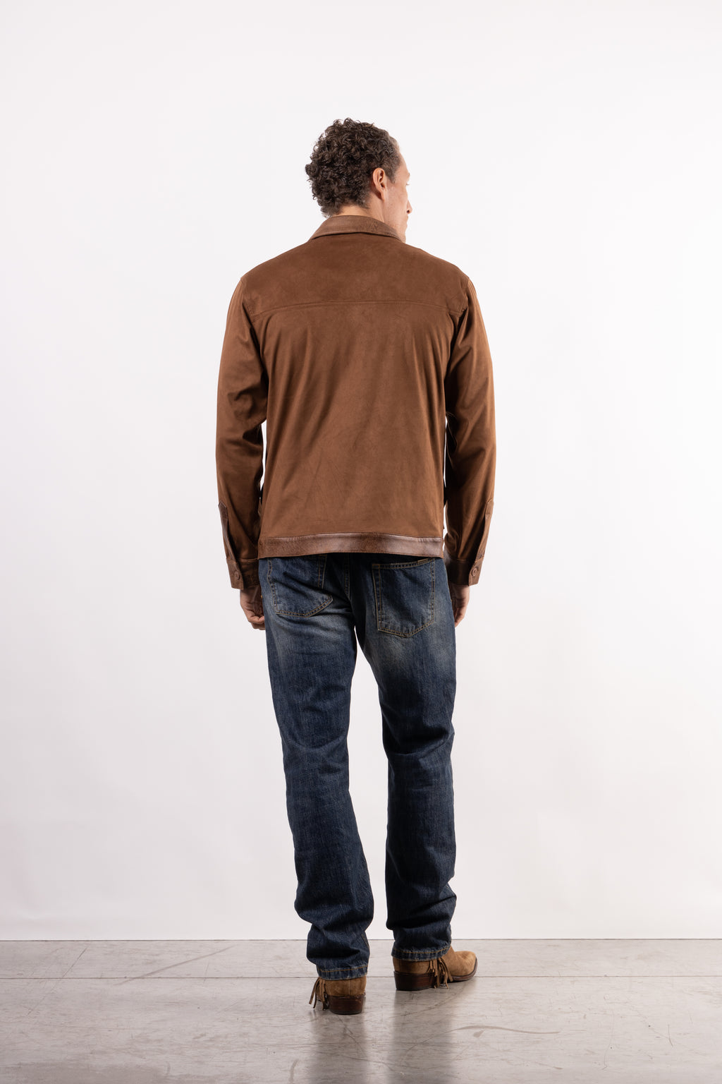 Giacca in suede con inserti in pelle