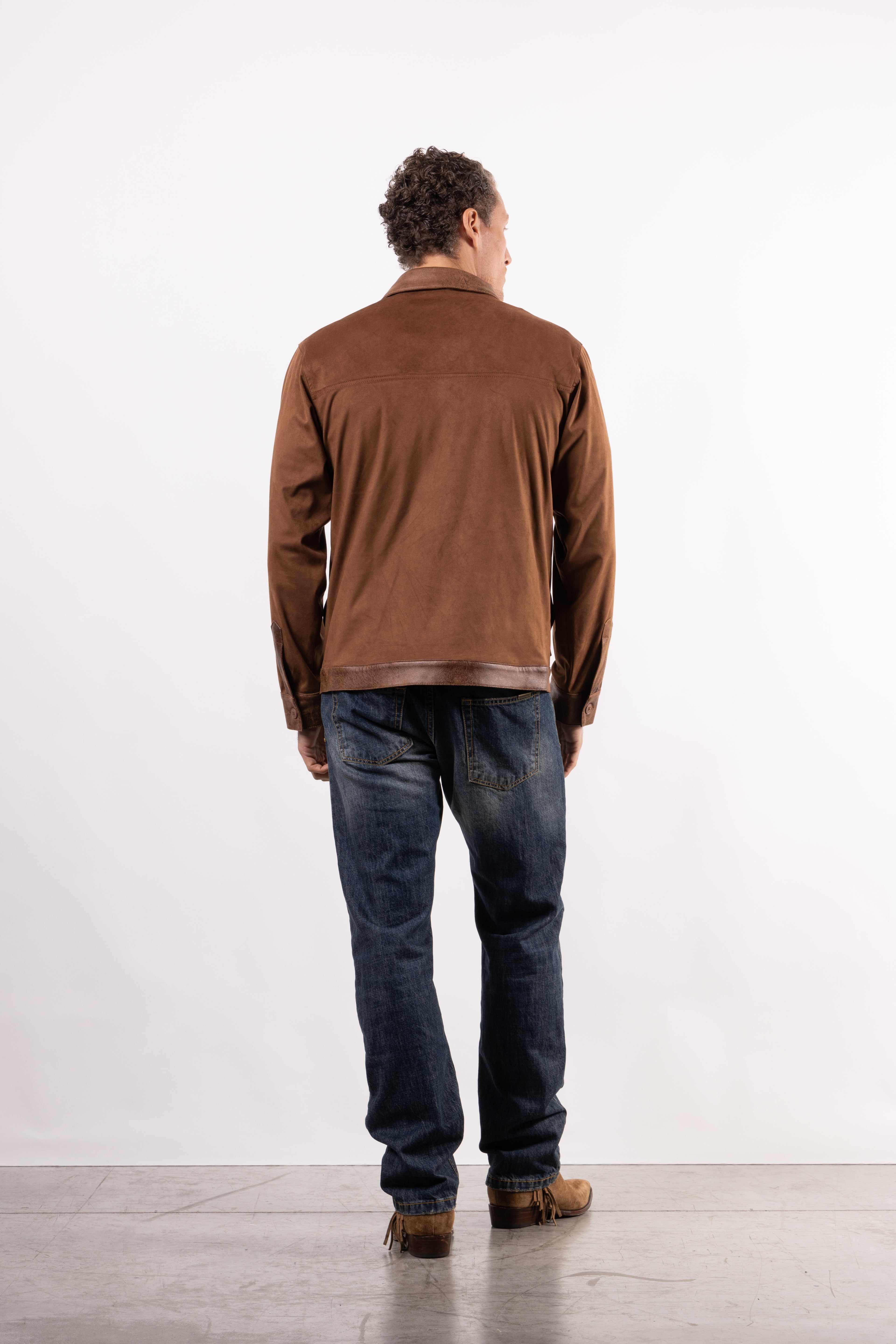 Giacca in suede con inserti in pelle