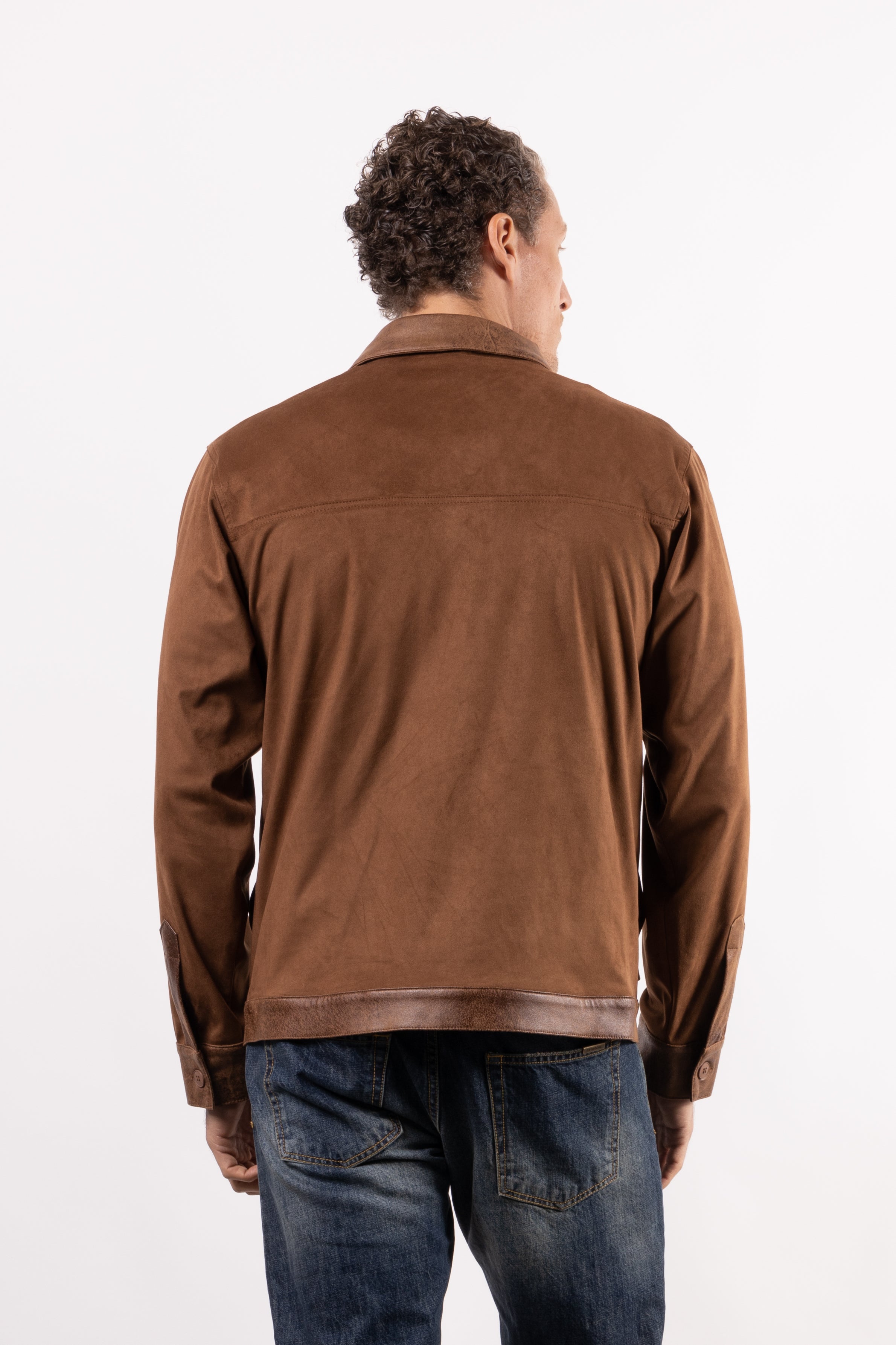 Giacca in suede con inserti in pelle