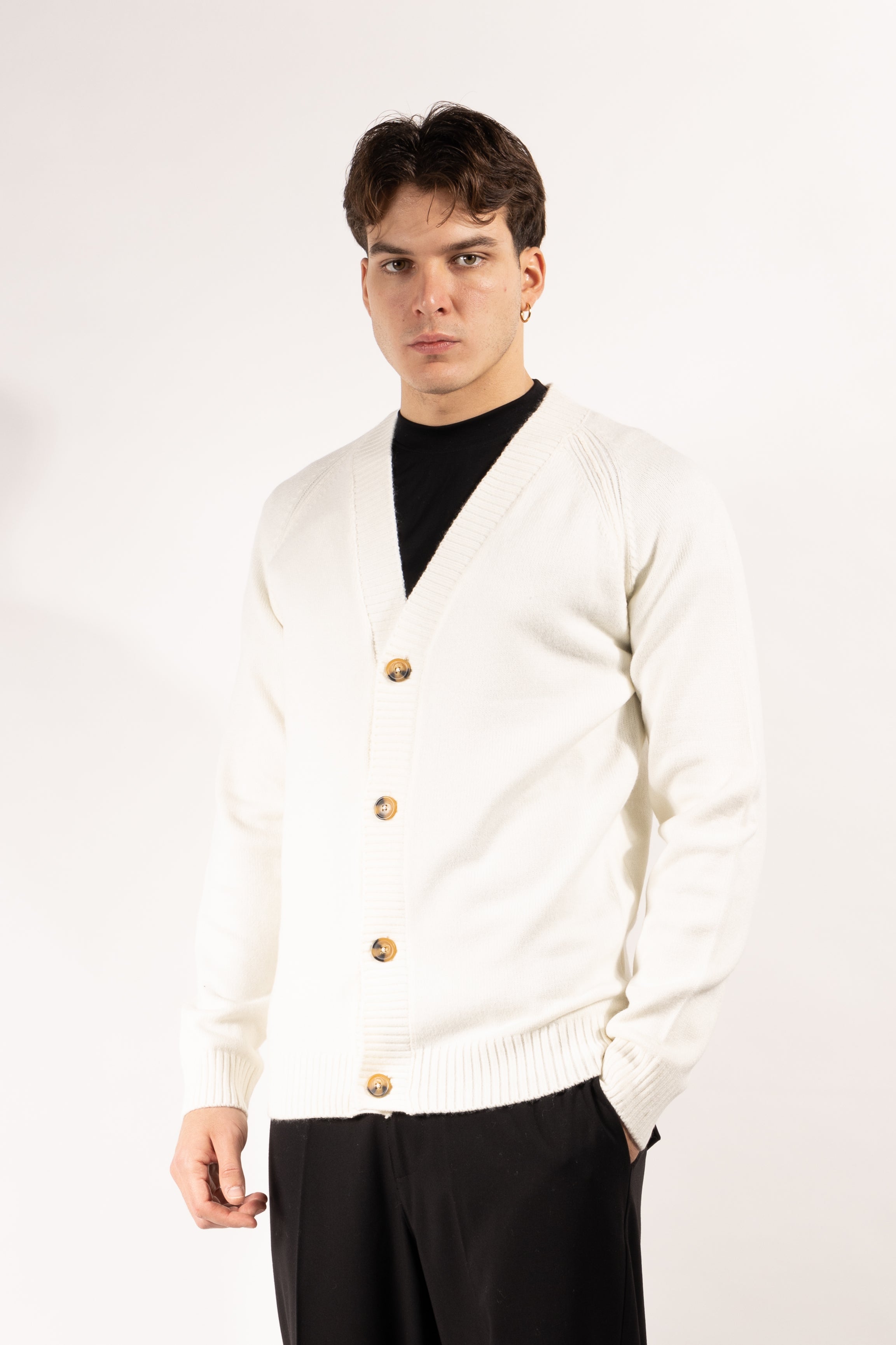 Cardigan Gavroche a quattro bottoni con collo a V