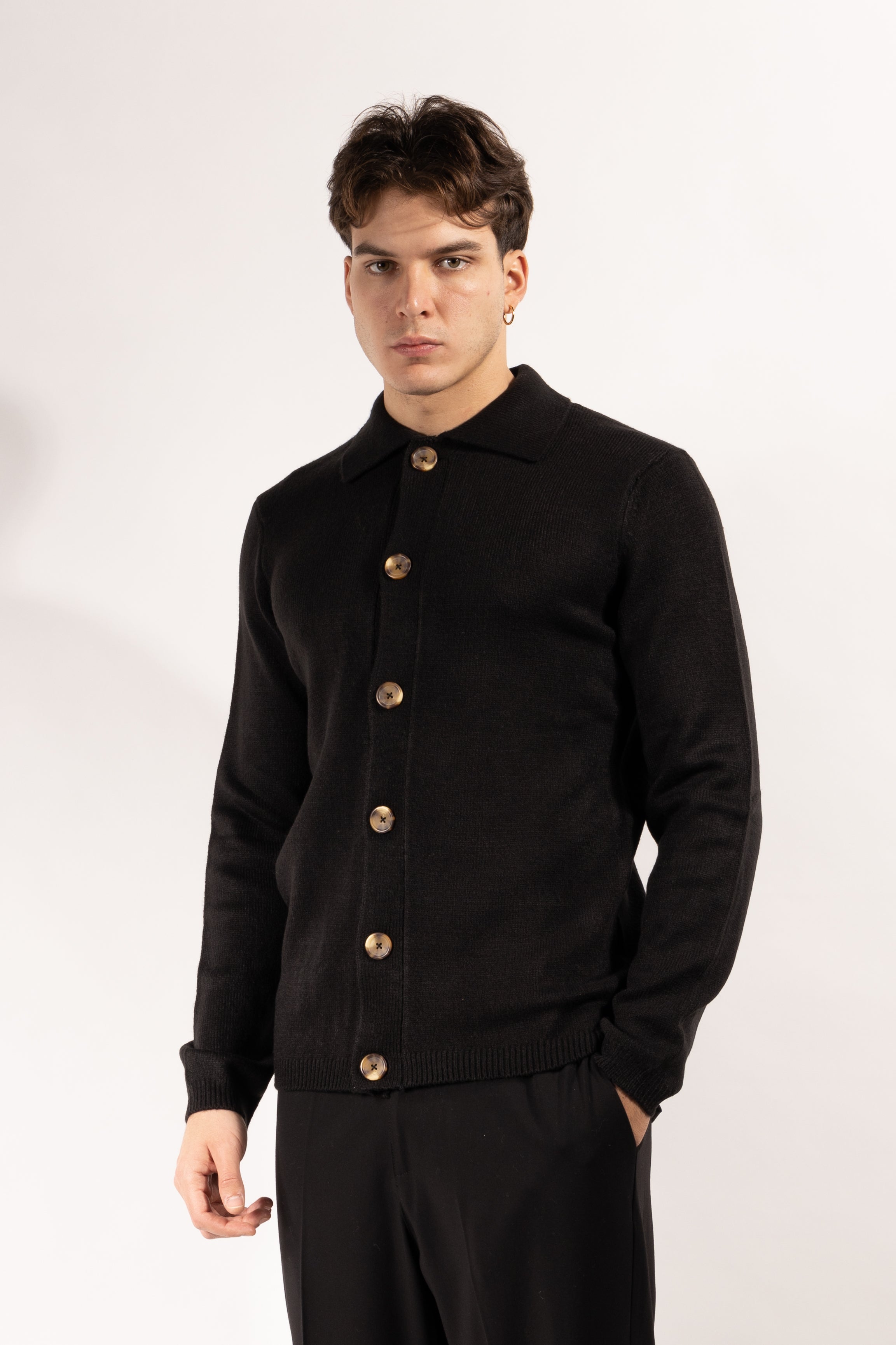 Cardigan Gavroche con colletto e bottoni frontali