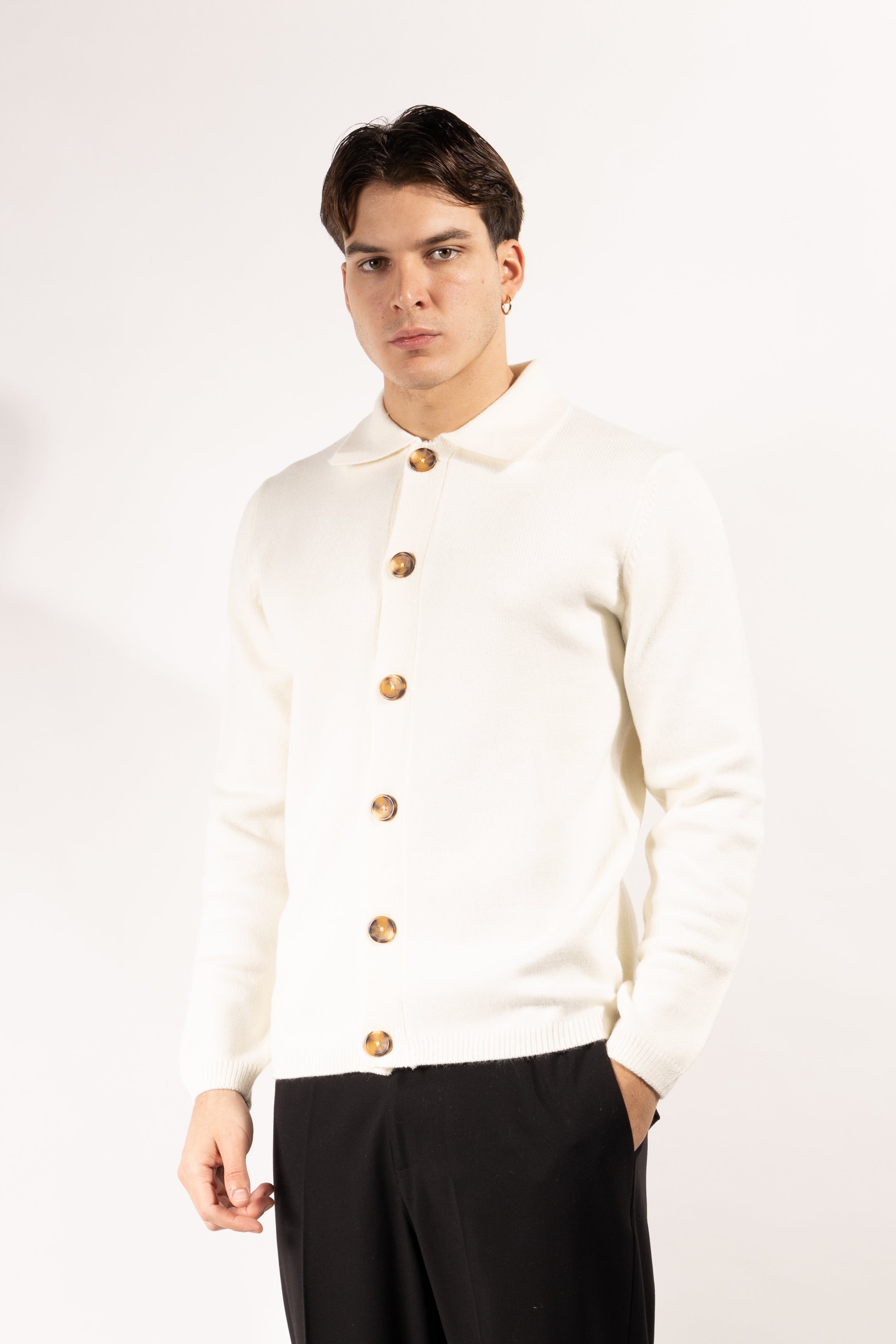 Cardigan Gavroche con colletto e bottoni frontali