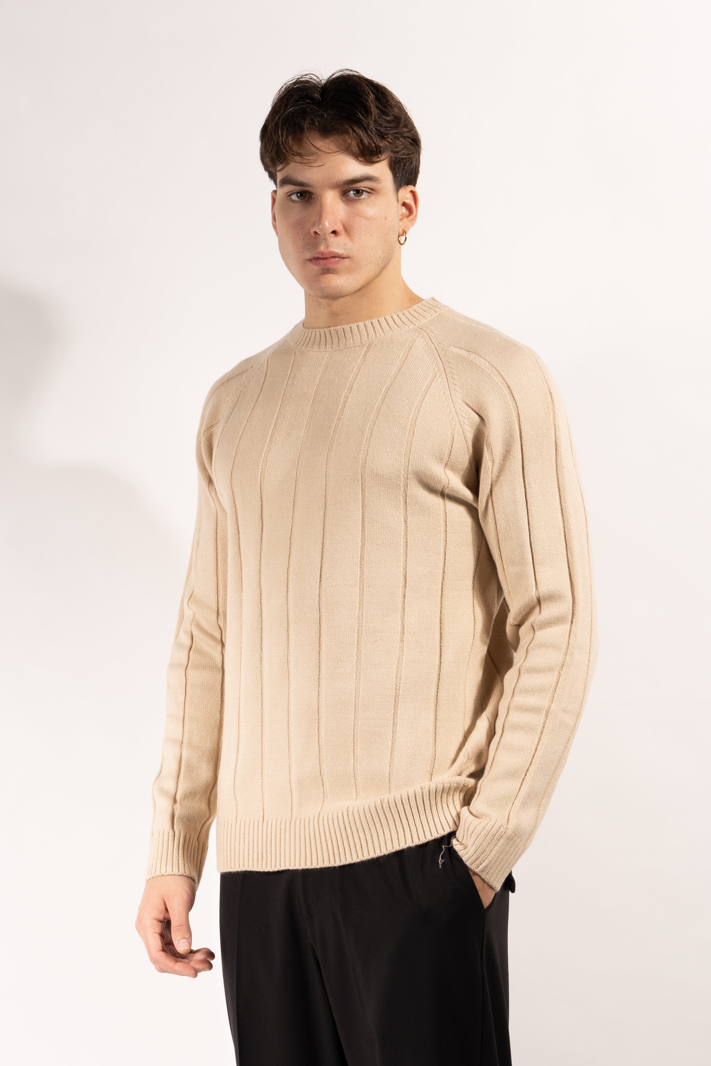 Maglia Gavroche a coste larghe con girocollo