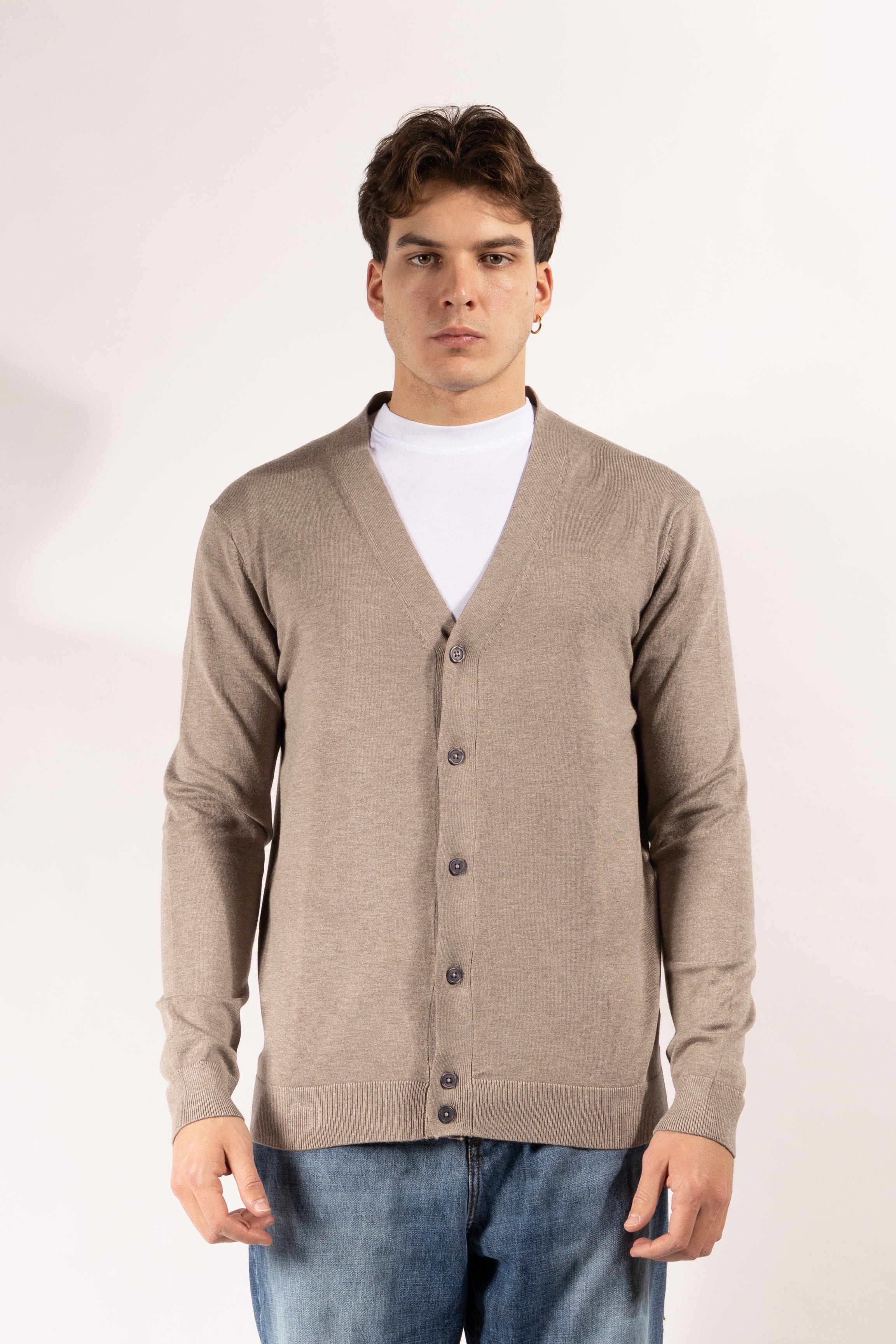 Cardigan Gavroche sei bottoni con collo a V