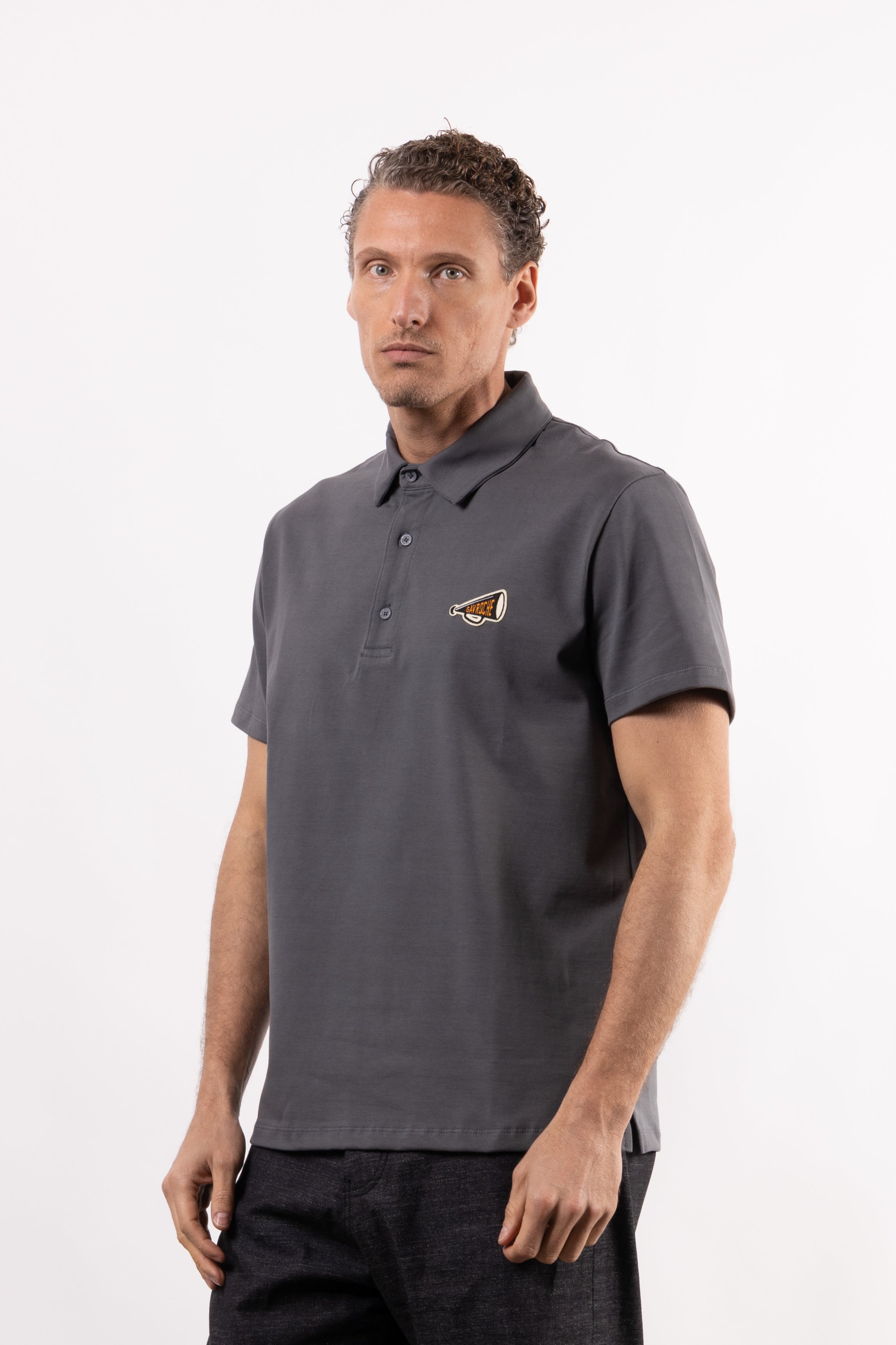 Polo in cotone con patch lato cuore