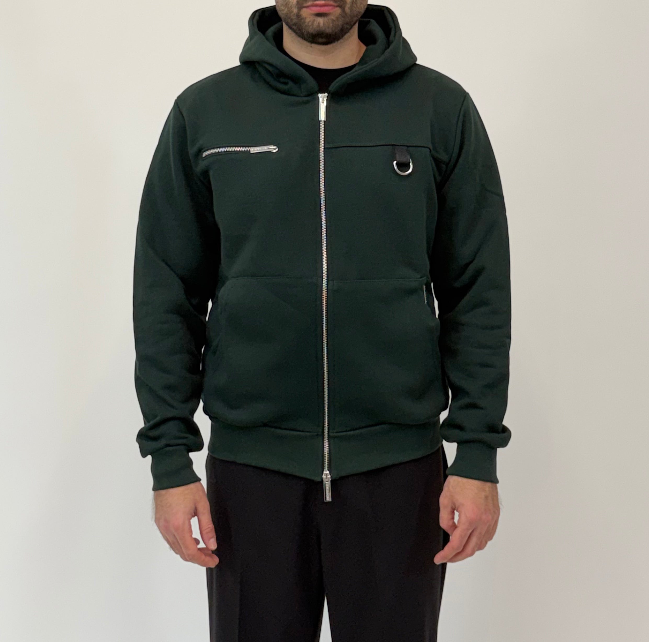 Felpa Gavroche full zip con cappuccio e dettagli metallici