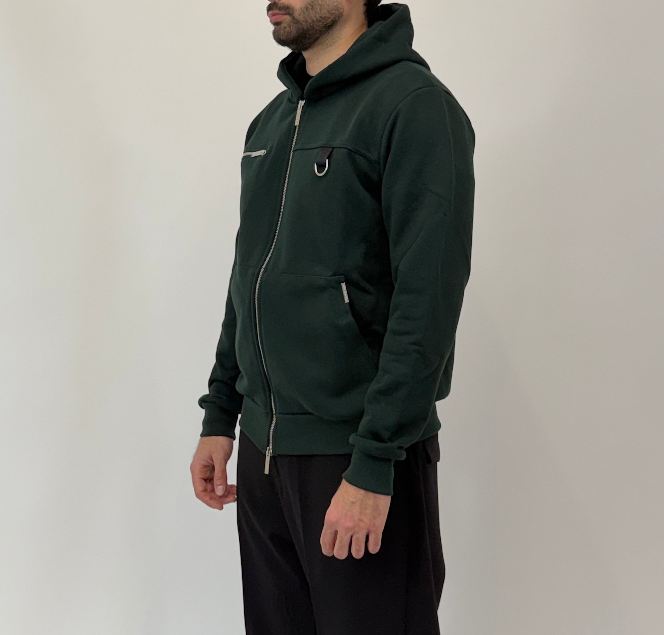Felpa Gavroche full zip con cappuccio e dettagli metallici