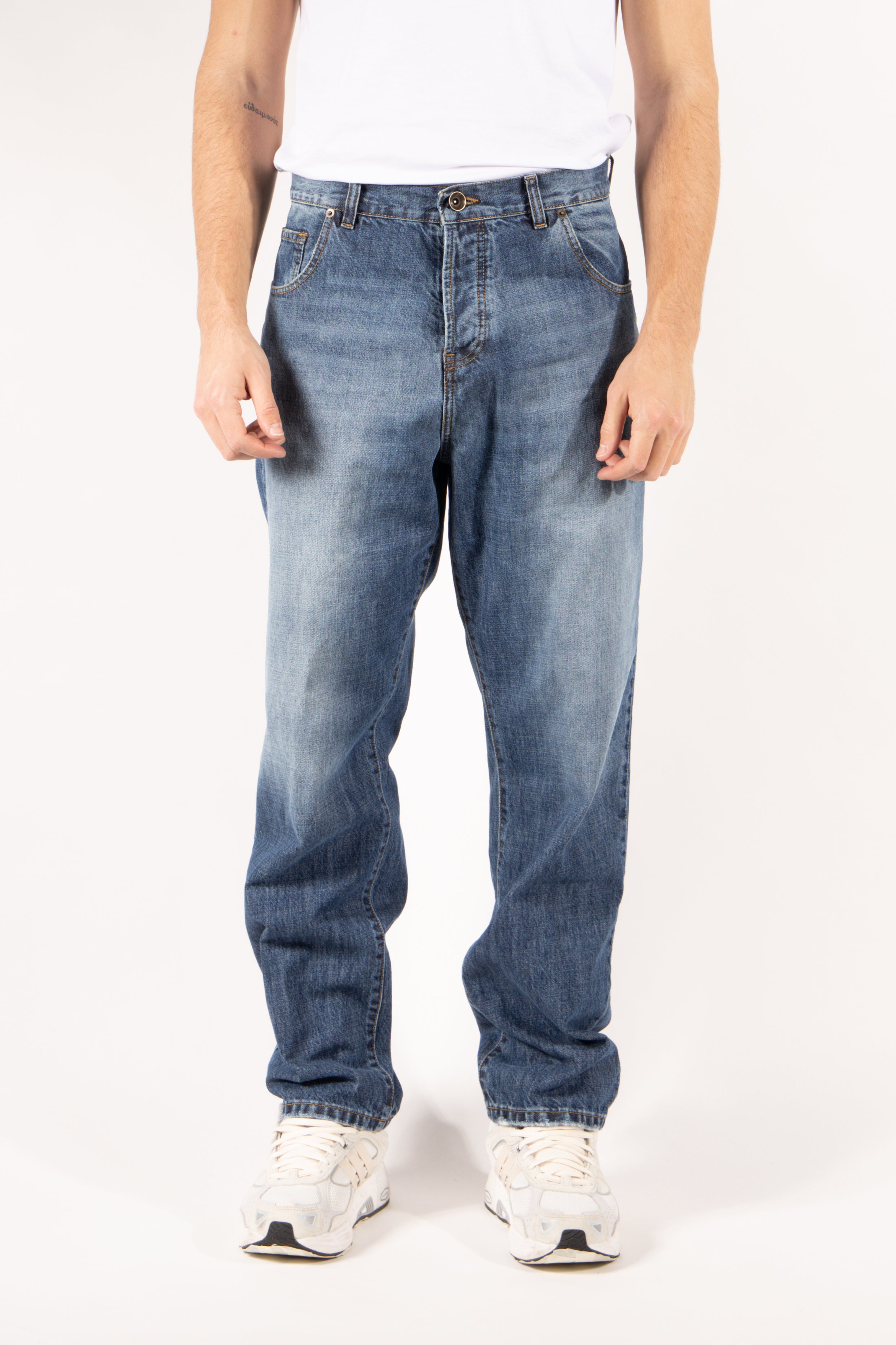 Jeans Gavroche cinque tasche blu medio slavato