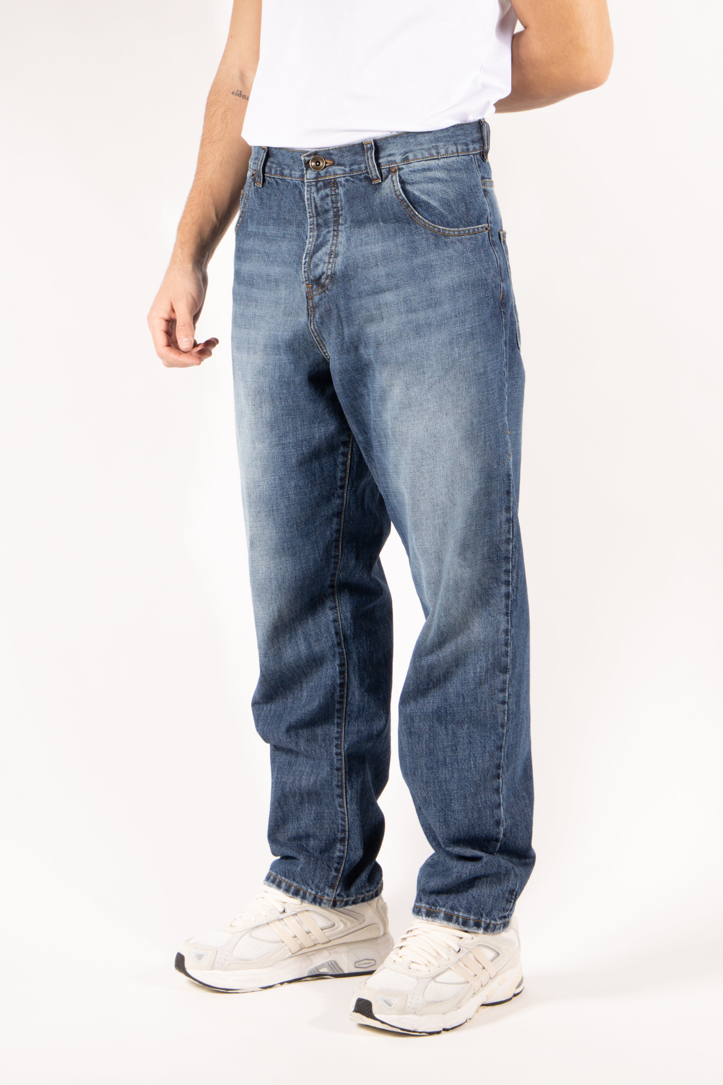 Jeans Gavroche cinque tasche blu medio slavato