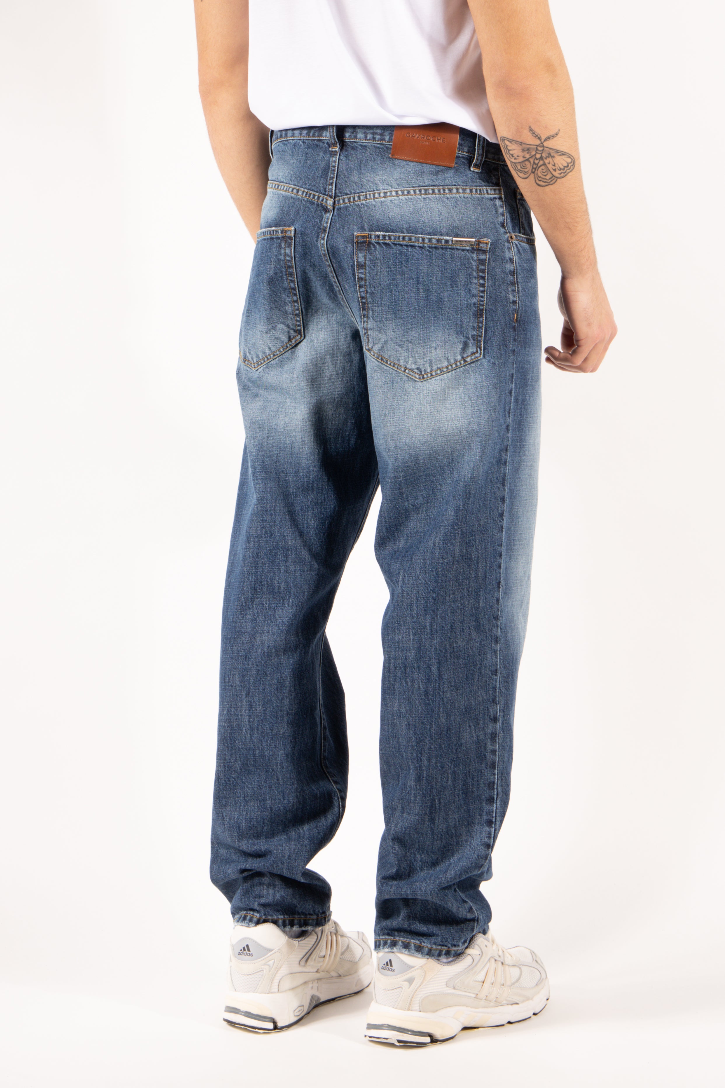 Jeans Gavroche cinque tasche blu medio slavato