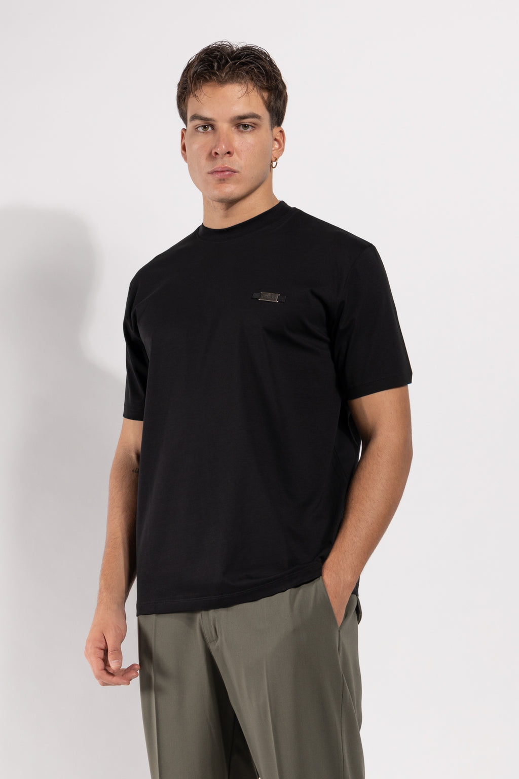 T-shirt Gavroche in cotone mercerizzato con targhetta applicata