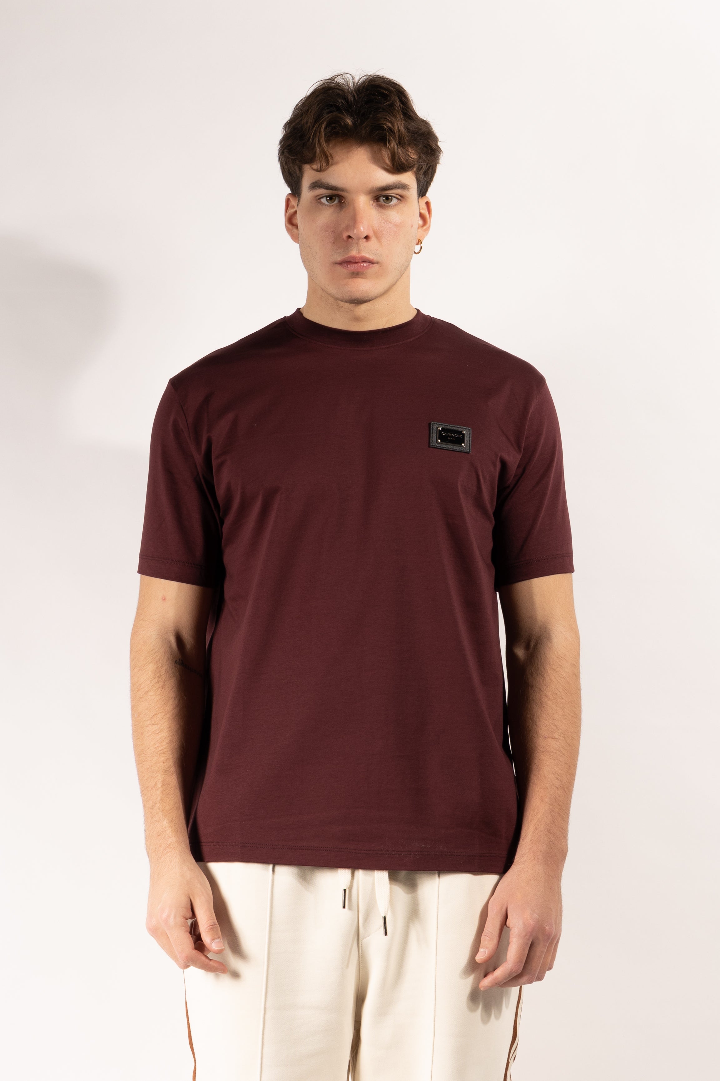 T-shirt Gavroche in cotone mercerizzato con placca logata