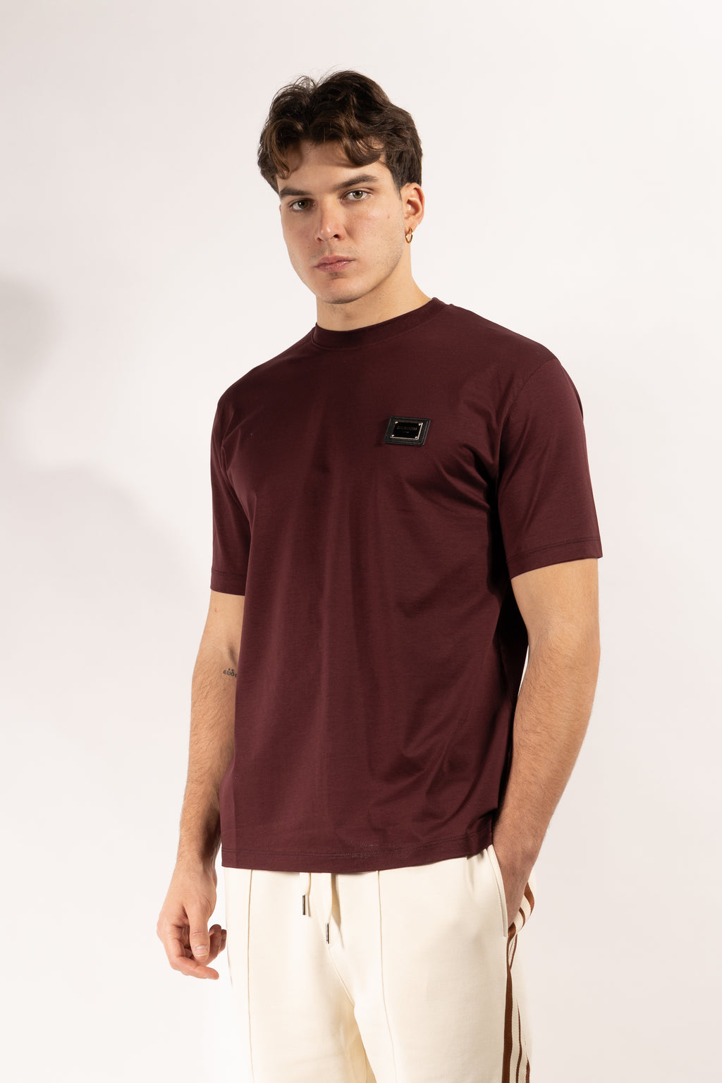 T-shirt Gavroche in cotone mercerizzato con placca logata
