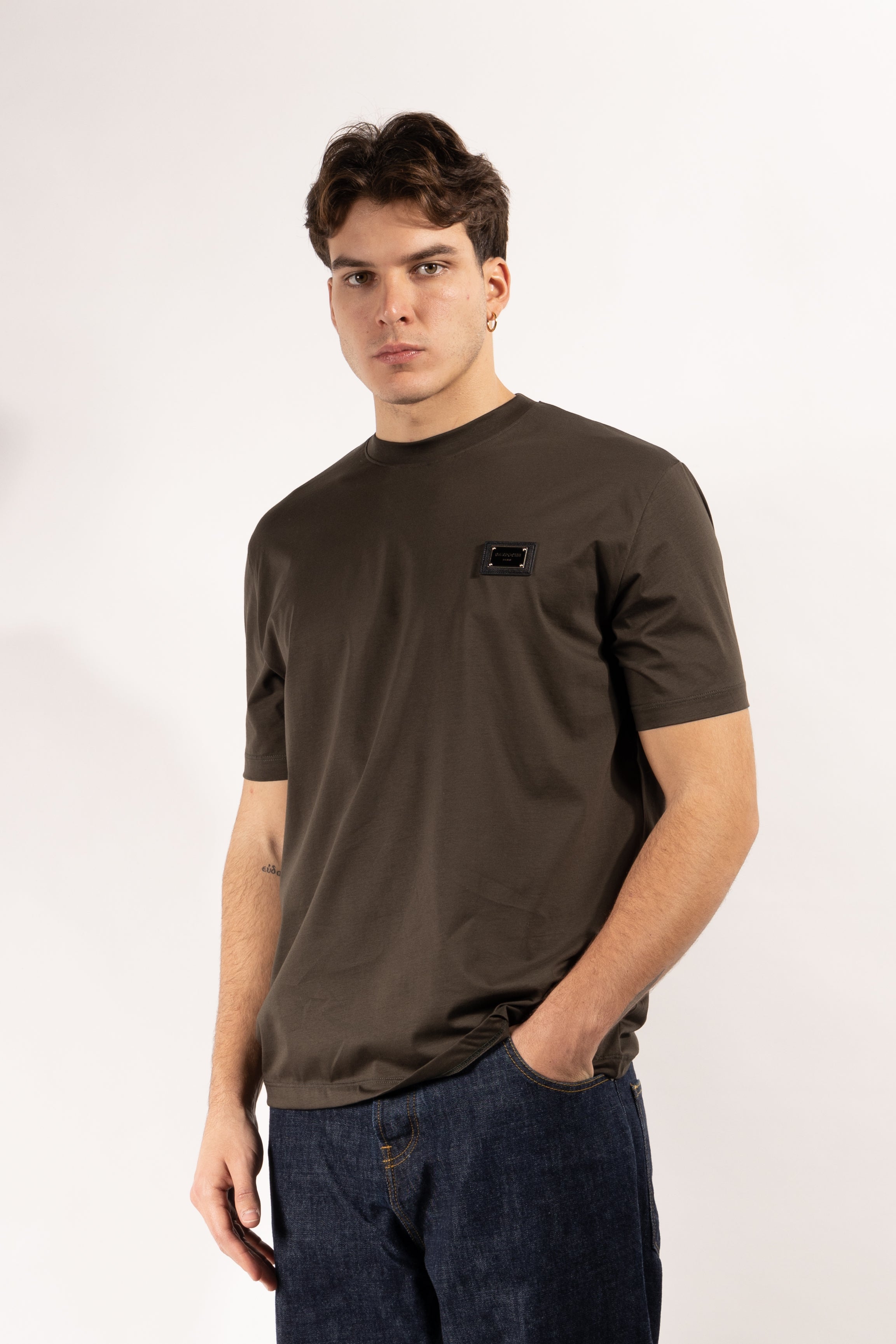 T-shirt Gavroche in cotone mercerizzato con placca logata