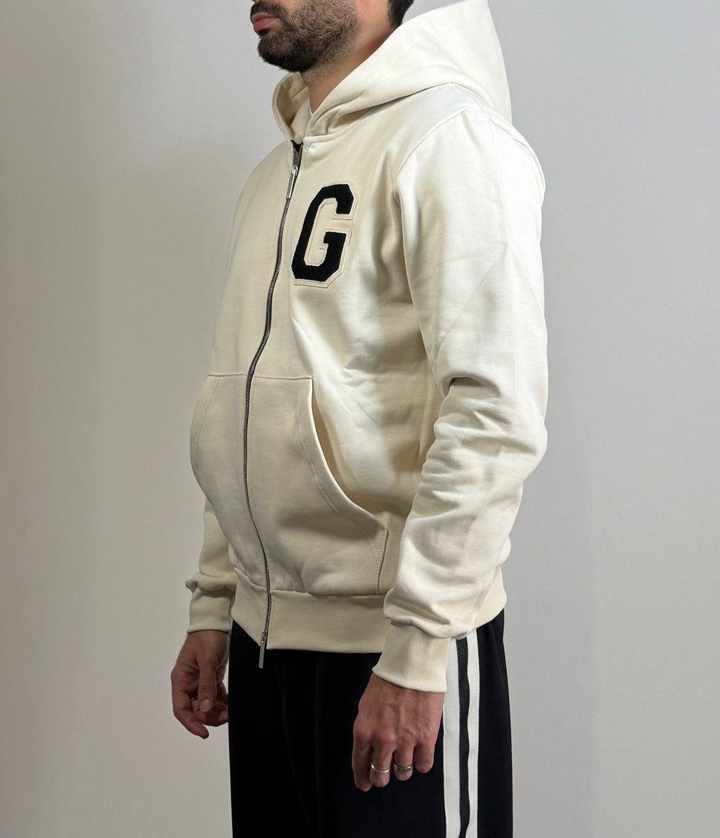 Felpa Gavroche con cappuccio, doppio cursore e logo in punto spugna ricamato