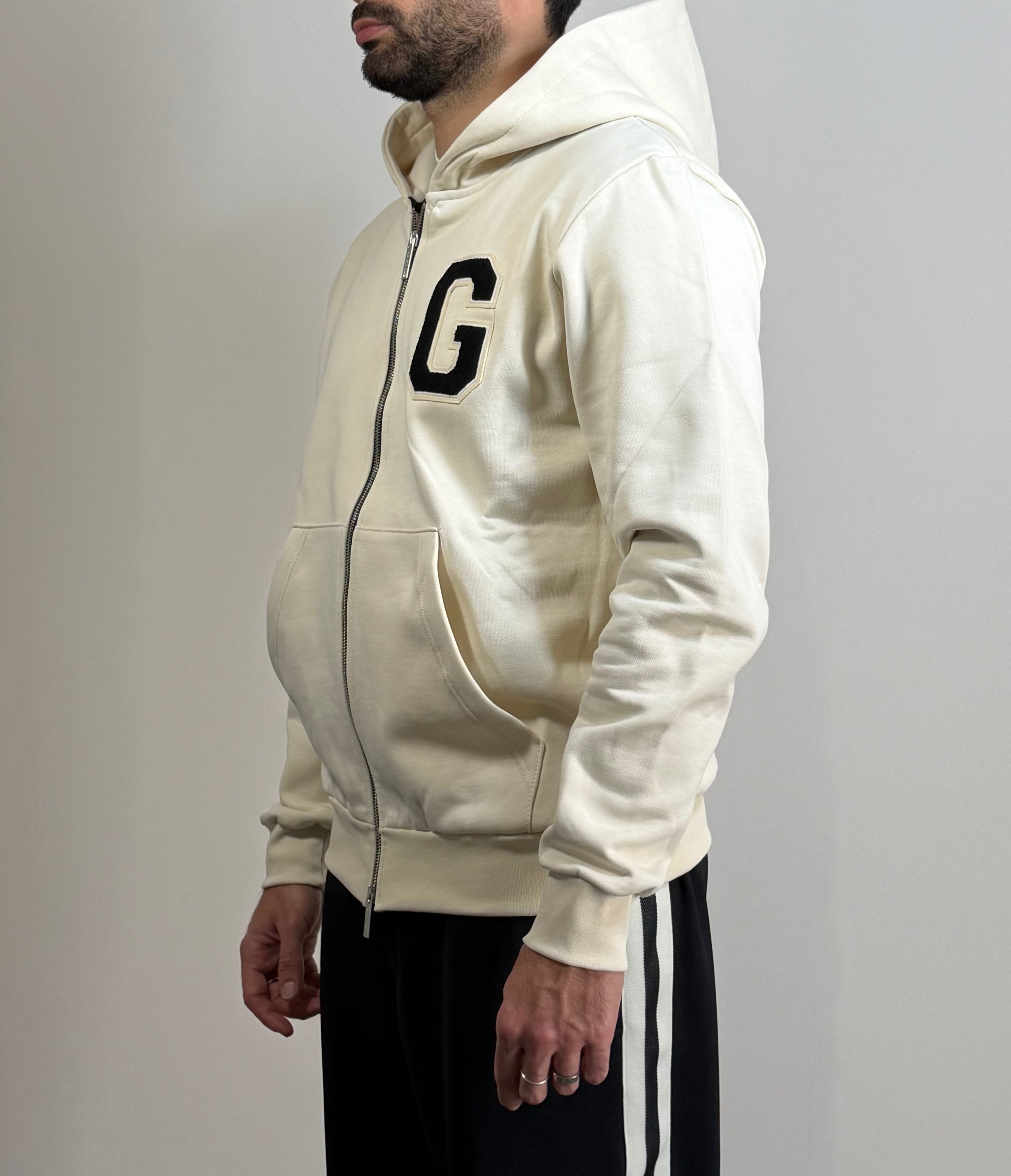 Felpa Gavroche con cappuccio, doppio cursore e logo in punto spugna ricamato