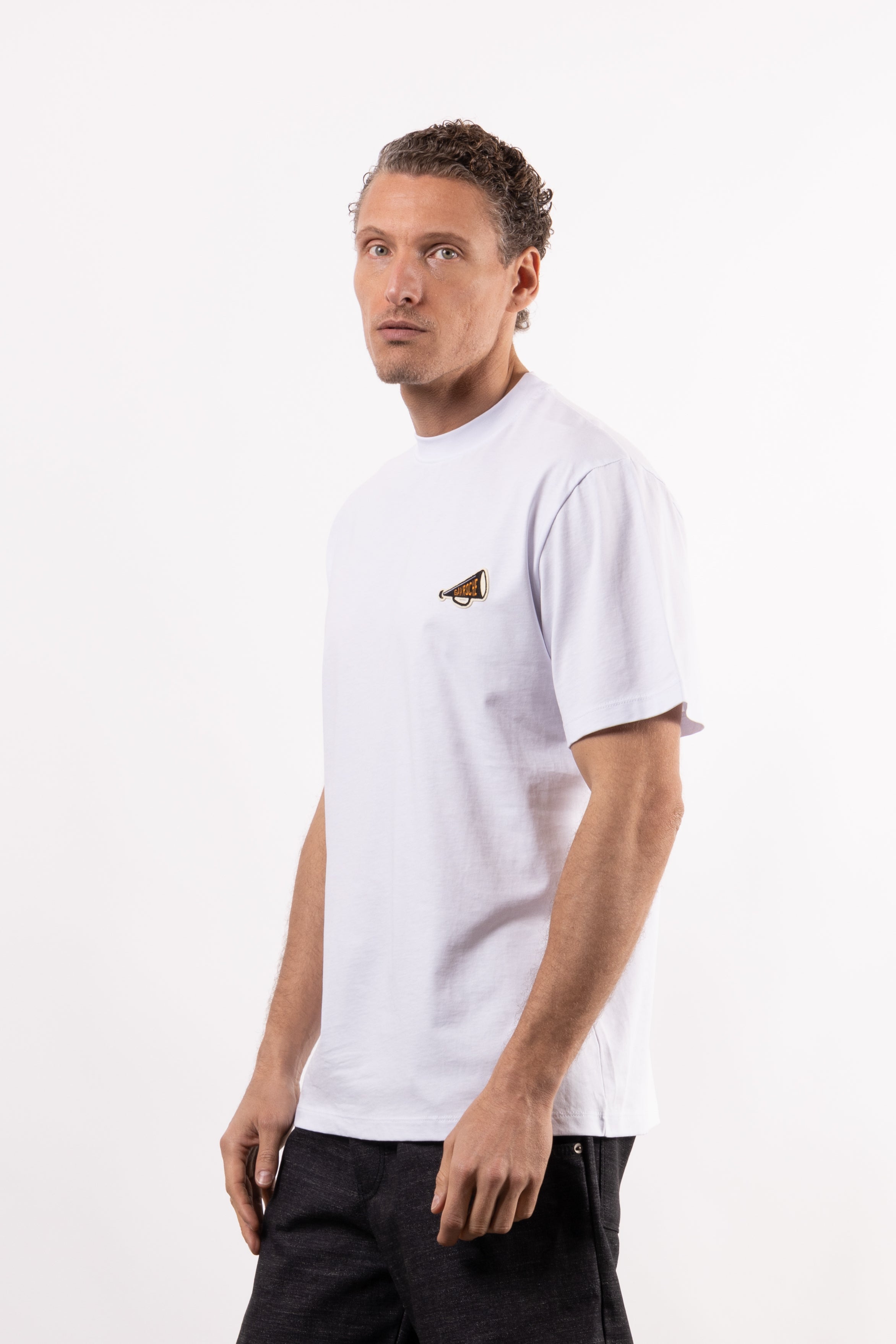T-shirt 100% cotone con patch in tessuto