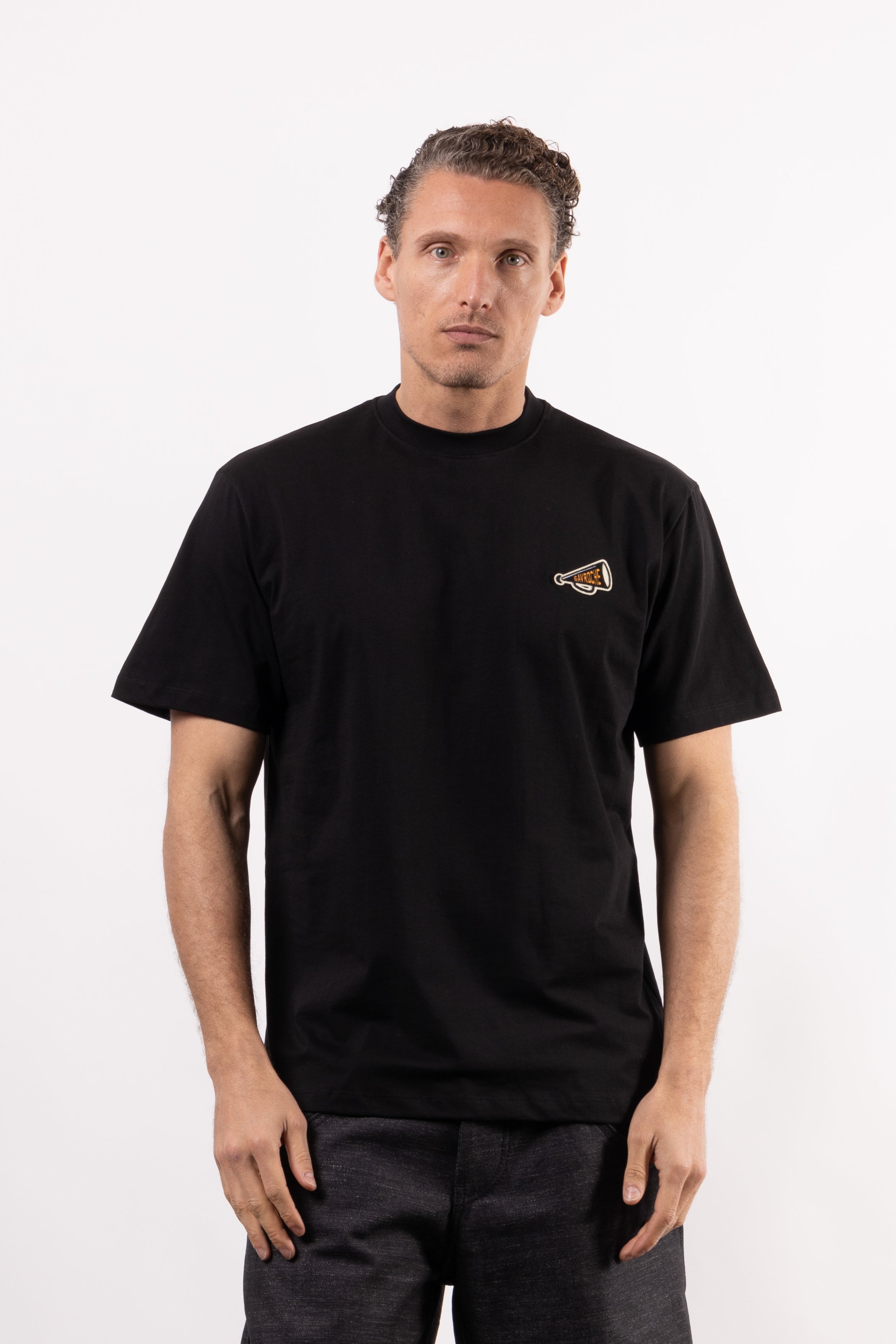 T-shirt 100% cotone con patch in tessuto