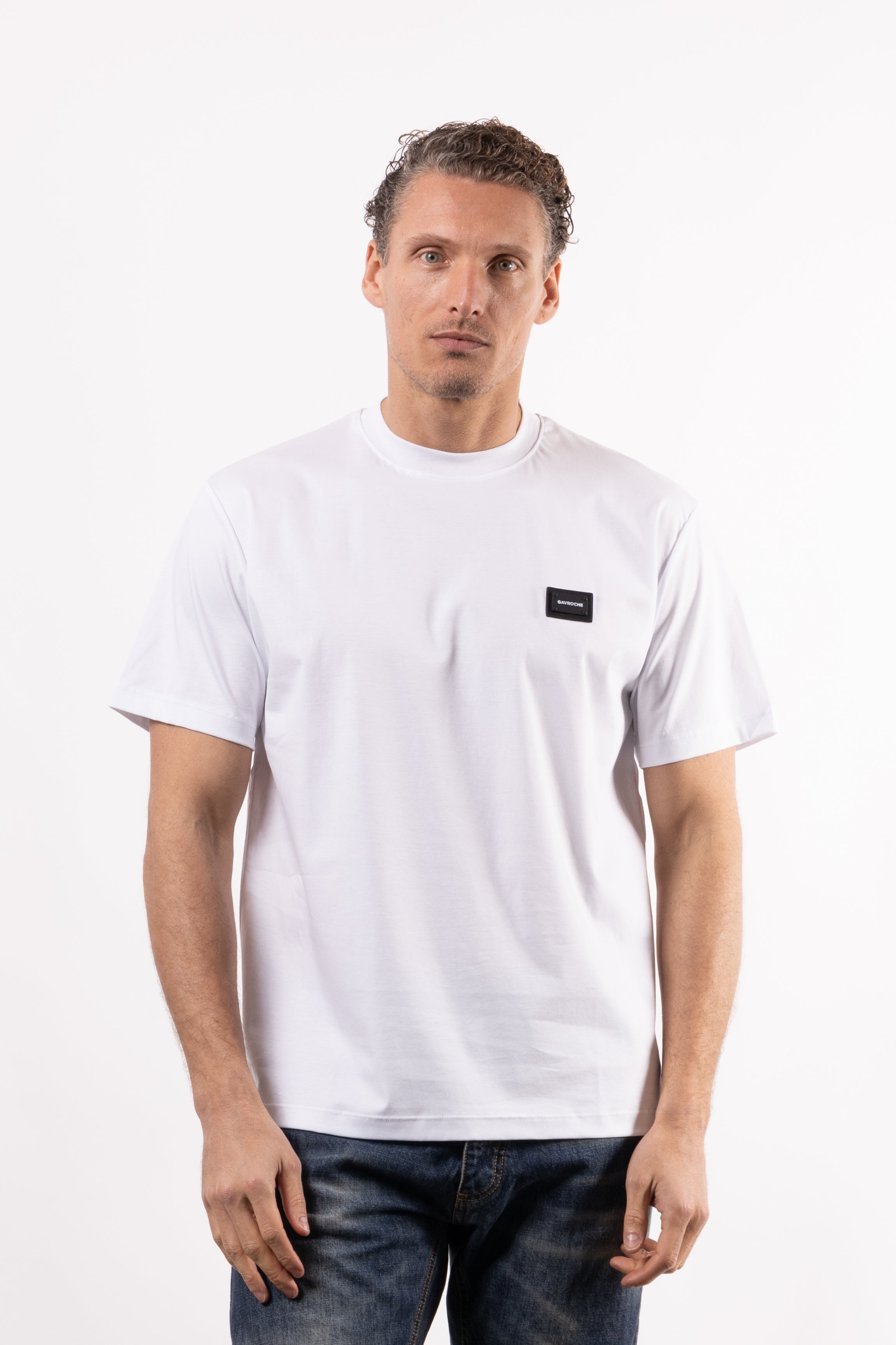 T-shirt 100% cotone mercerizzato con placchetta lato cuore