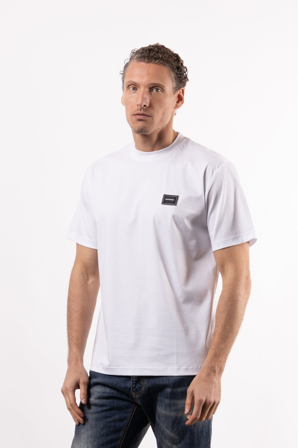 T-shirt 100% cotone mercerizzato con placchetta lato cuore