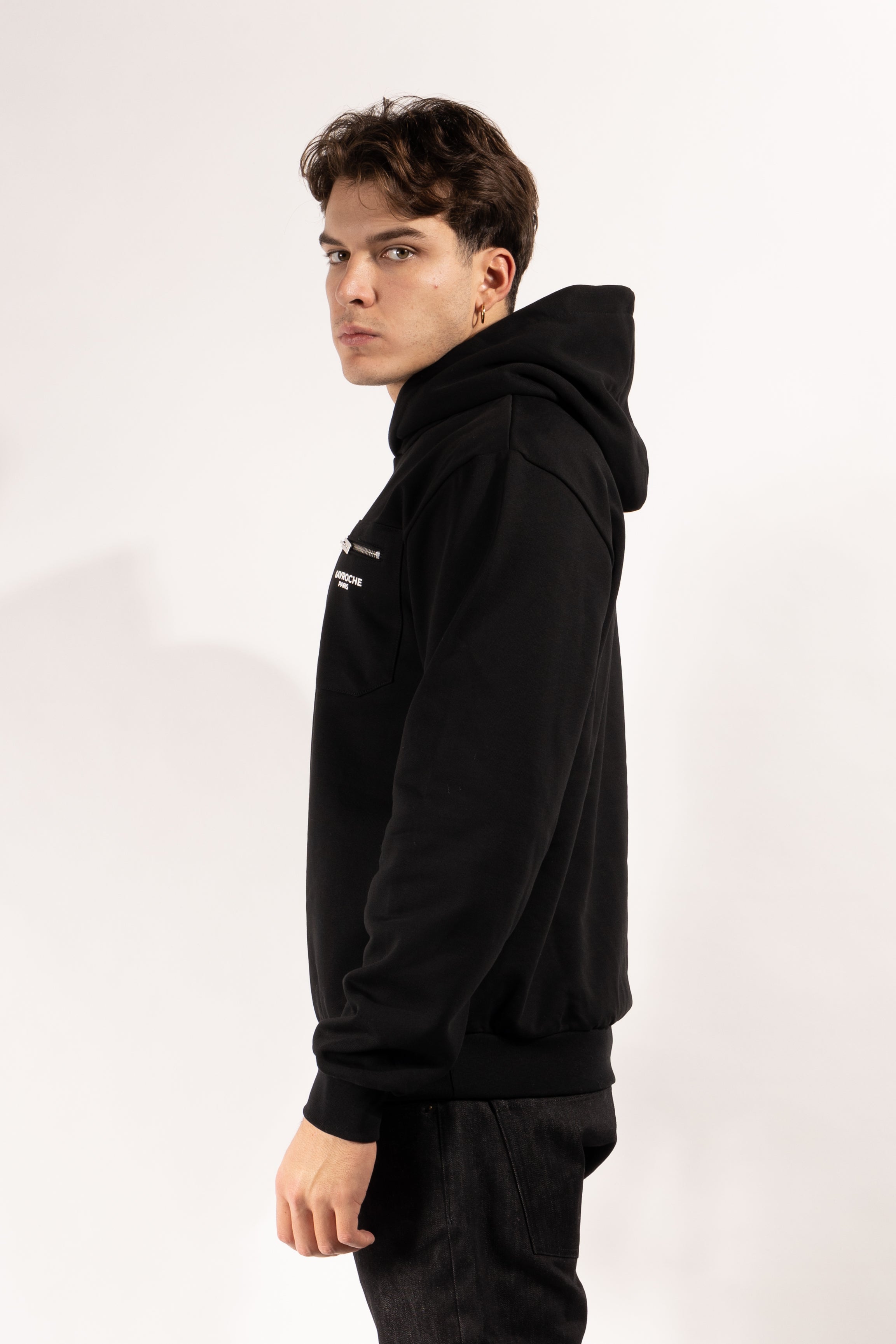 Felpa Gavroche con cappuccio e taschino con zip metallica