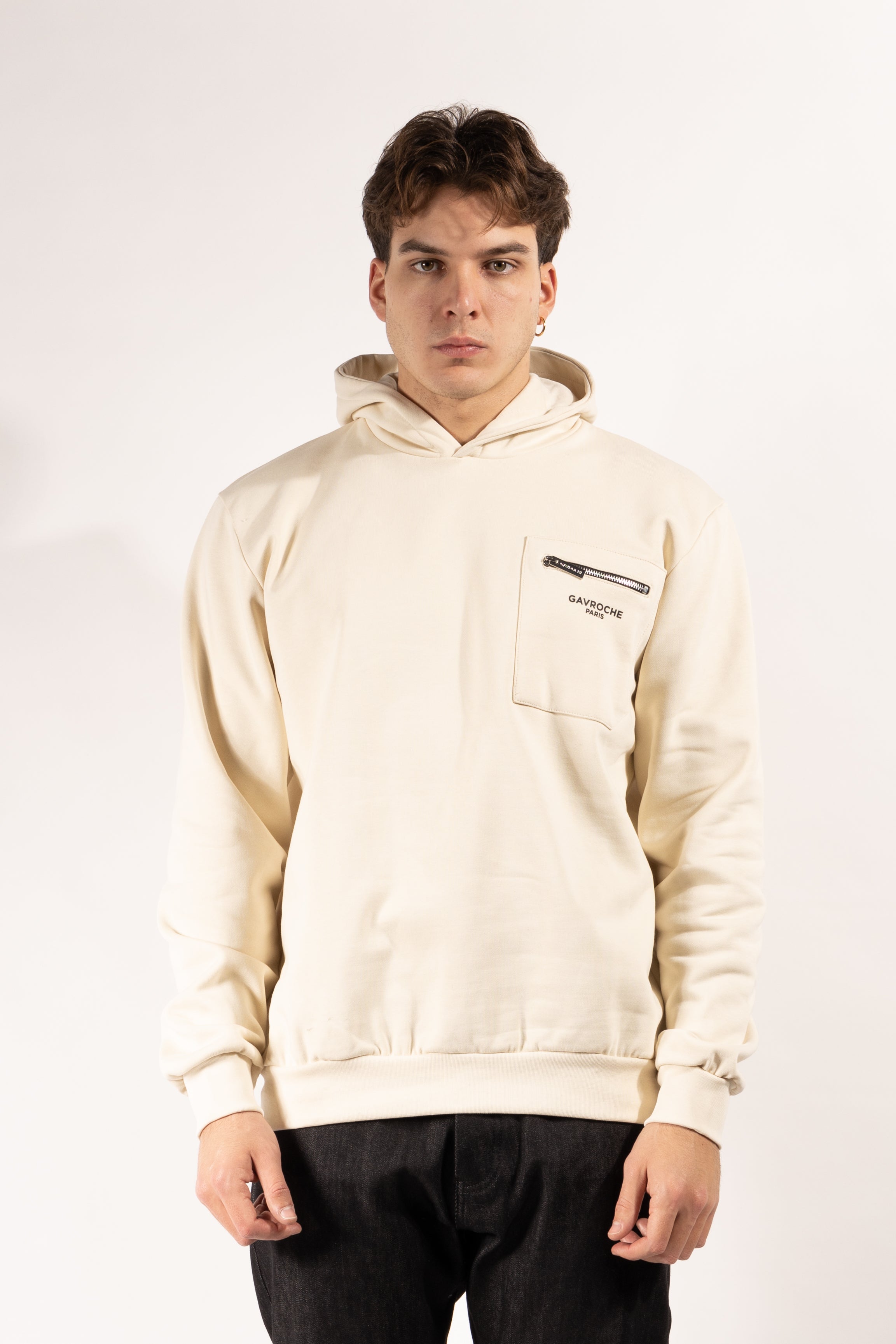 Felpa Gavroche con cappuccio e taschino con zip metallica