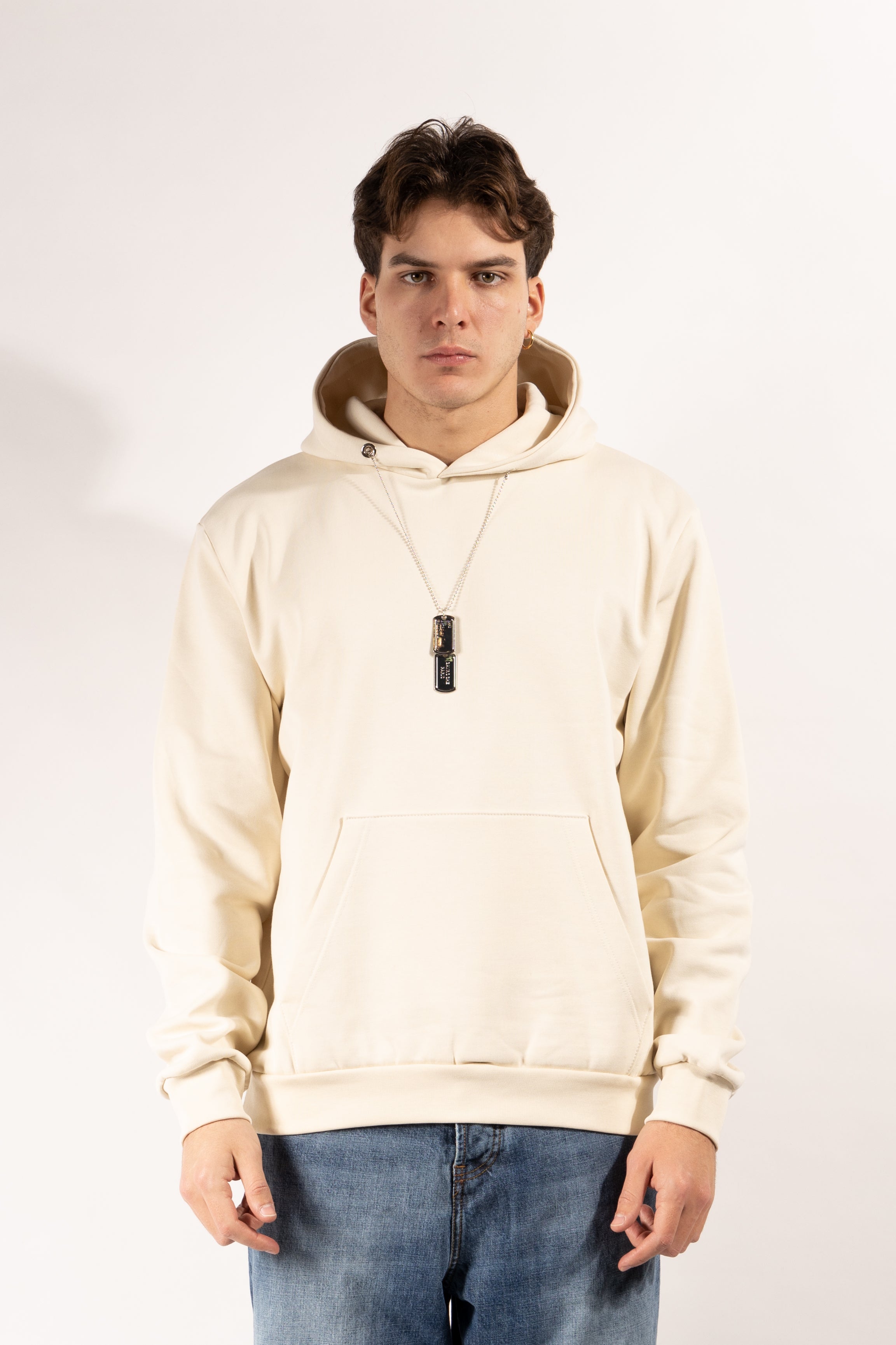 Felpa Gavroche con cappuccio e catenina metallica