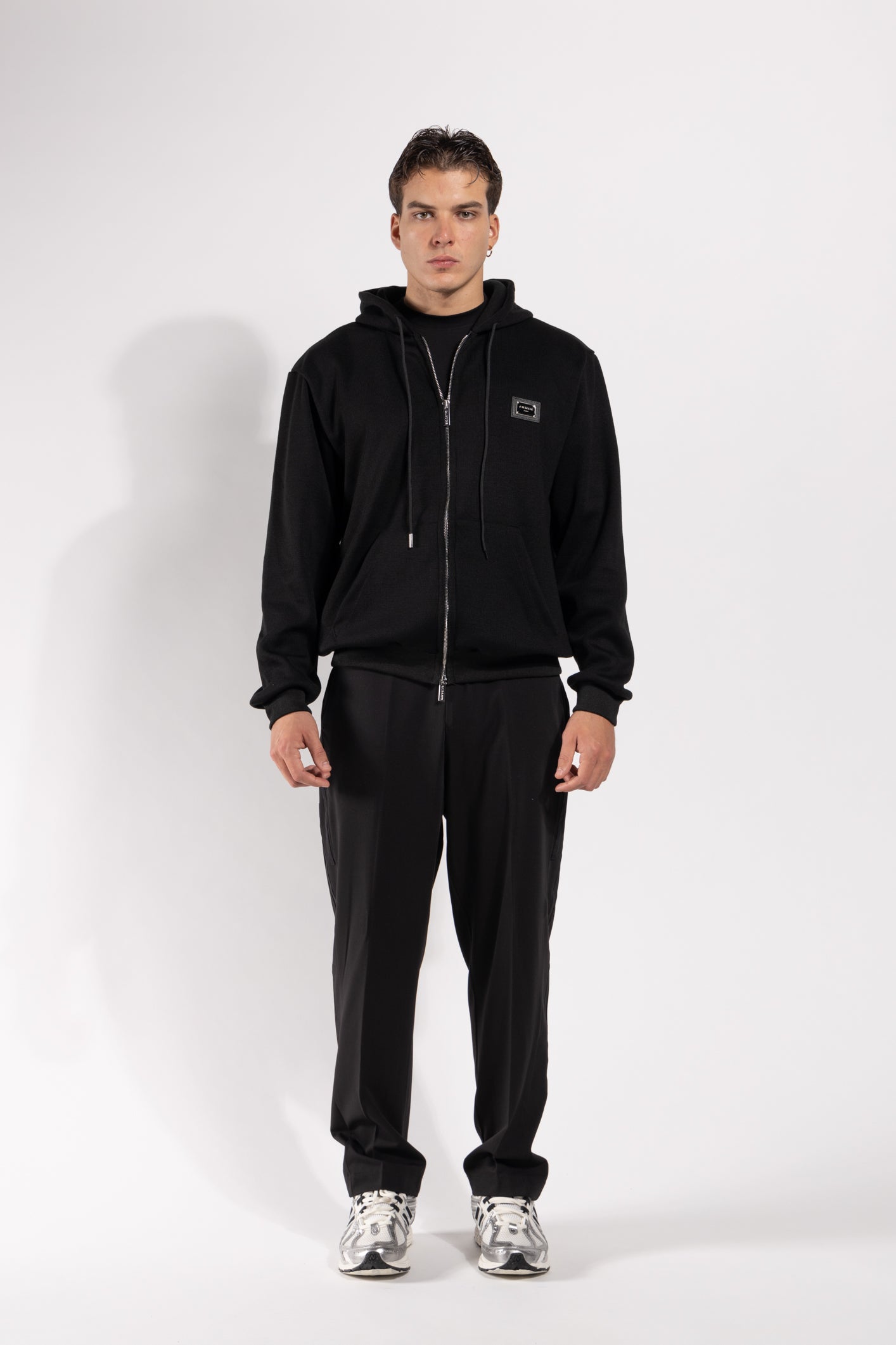 Felpa Gavroche con zip in maglia lana e placca logata