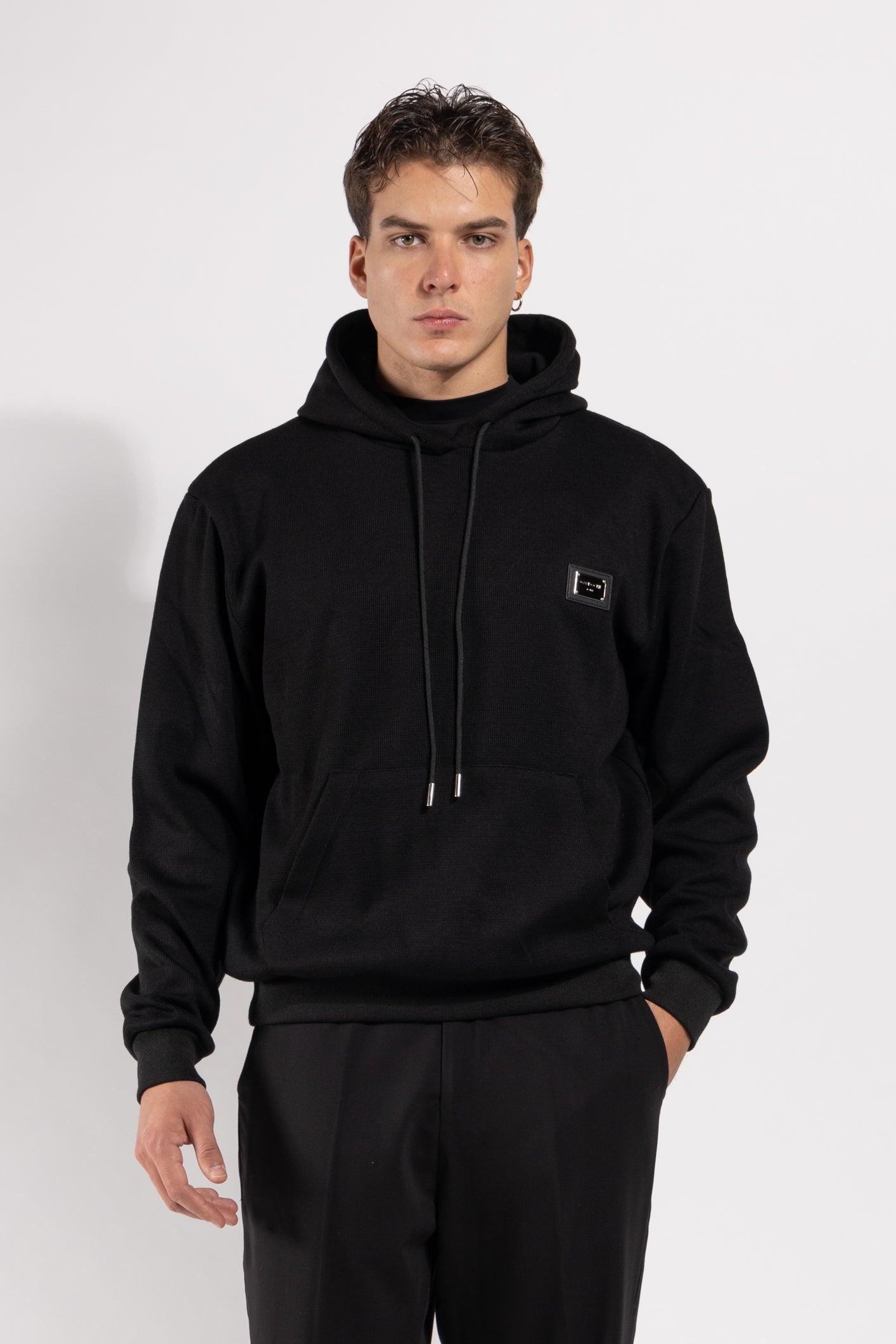 Felpa Gavroche con cappuccio in maglia compatta e placca logata