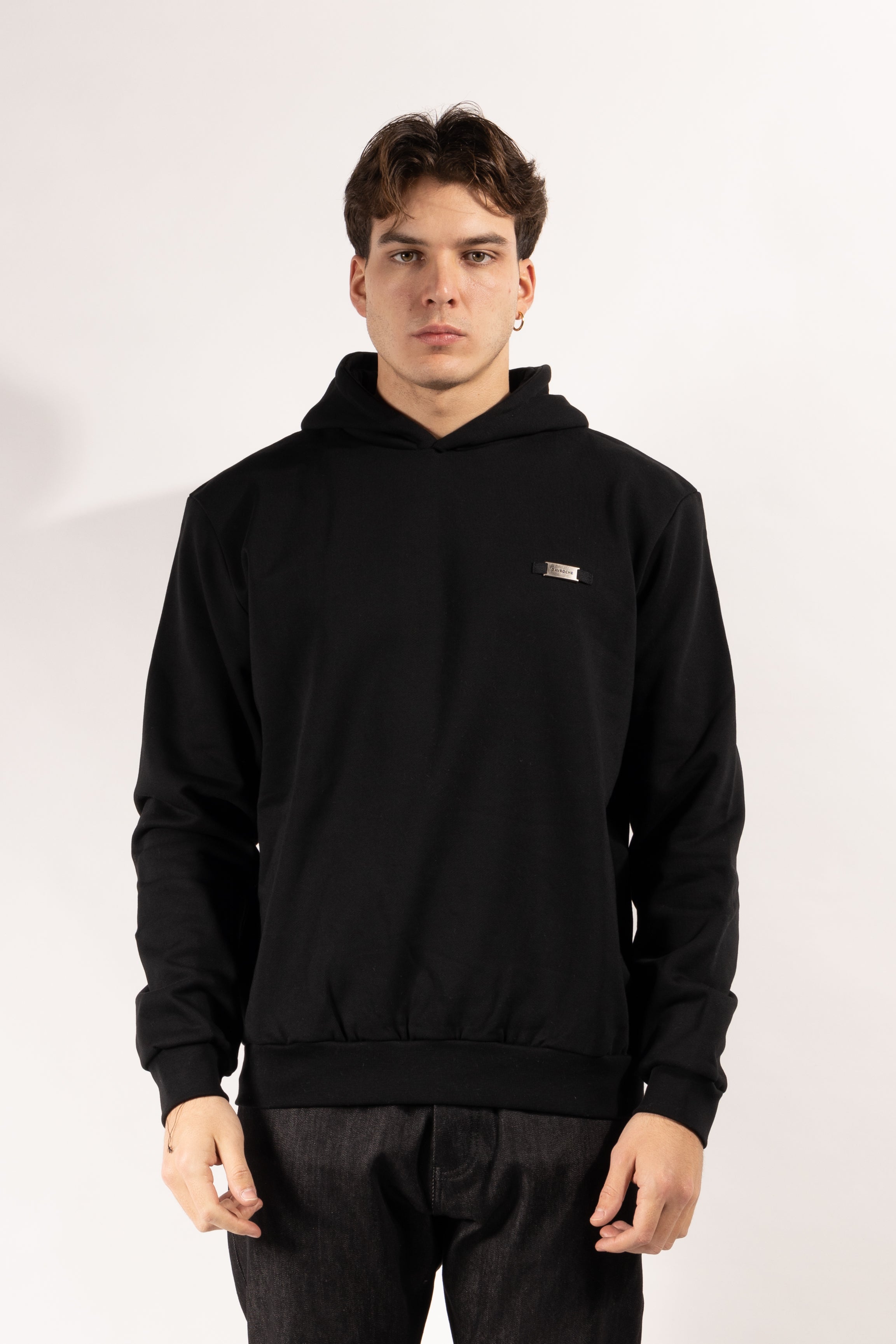 Felpa Gavroche con cappuccio in cotone e targhetta metallica