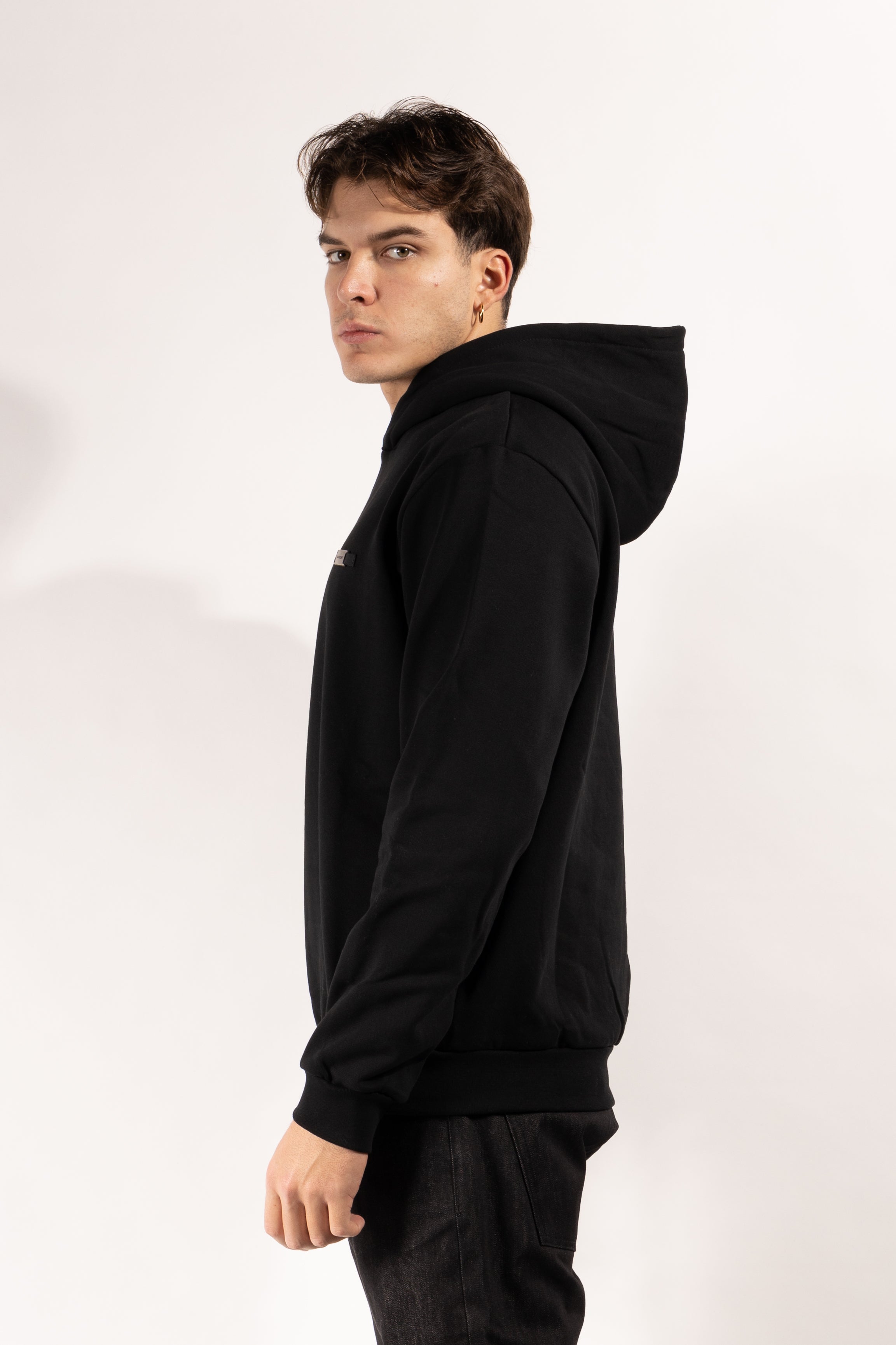 Felpa Gavroche con cappuccio in cotone e targhetta metallica