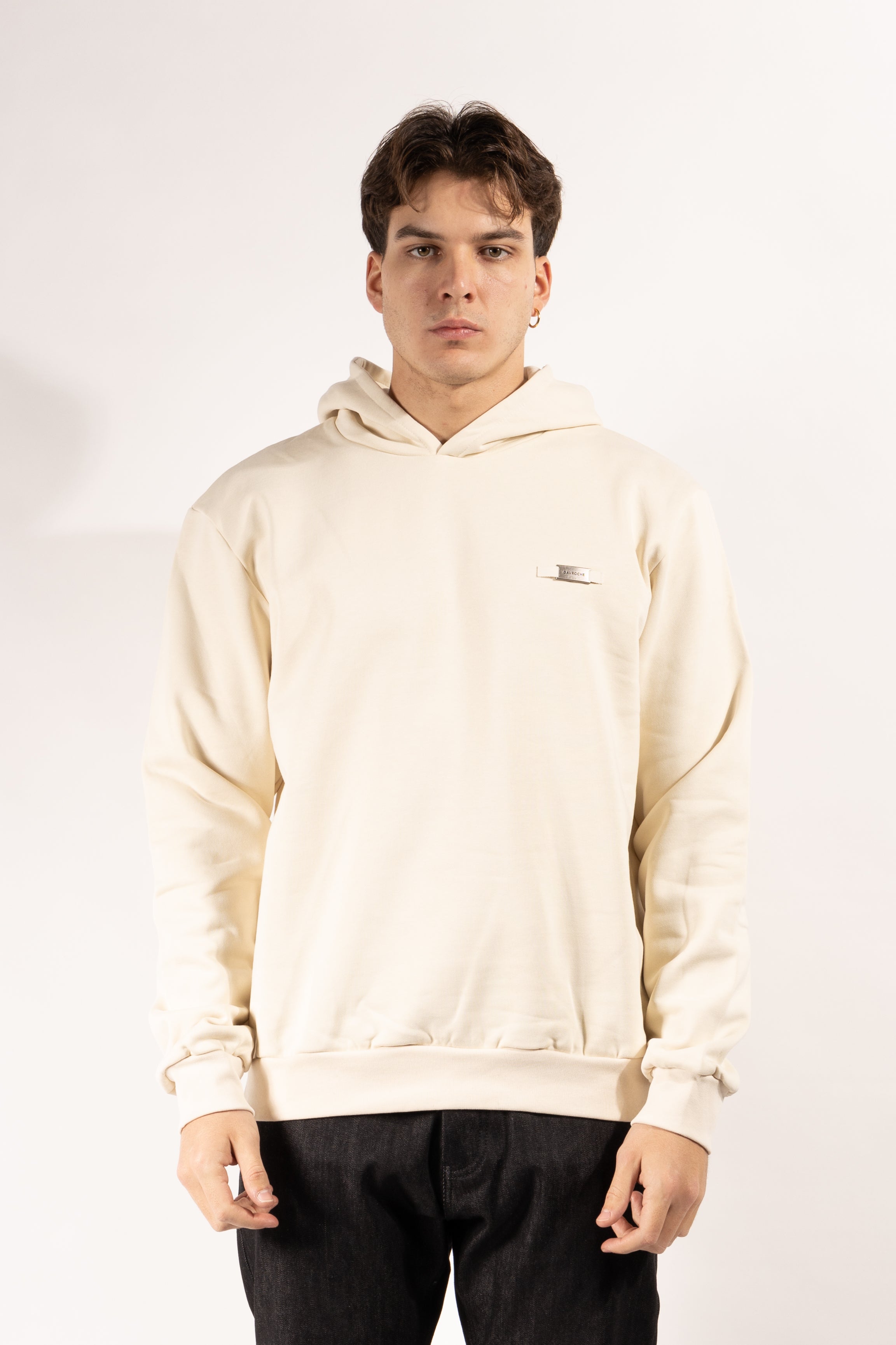 Felpa Gavroche con cappuccio in cotone e targhetta metallica