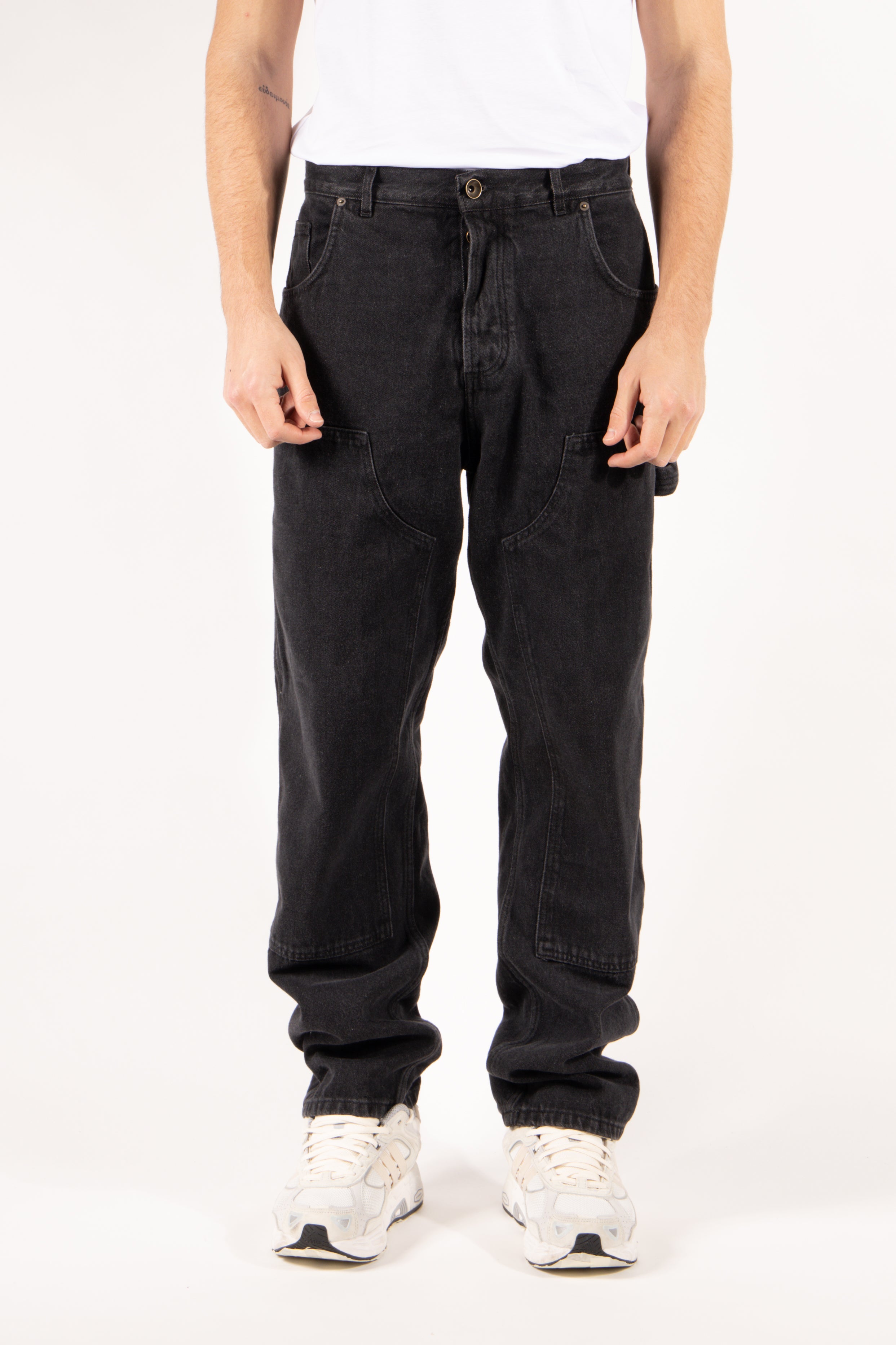 Jeans Gavroche Work nero vintage con dettagli utility