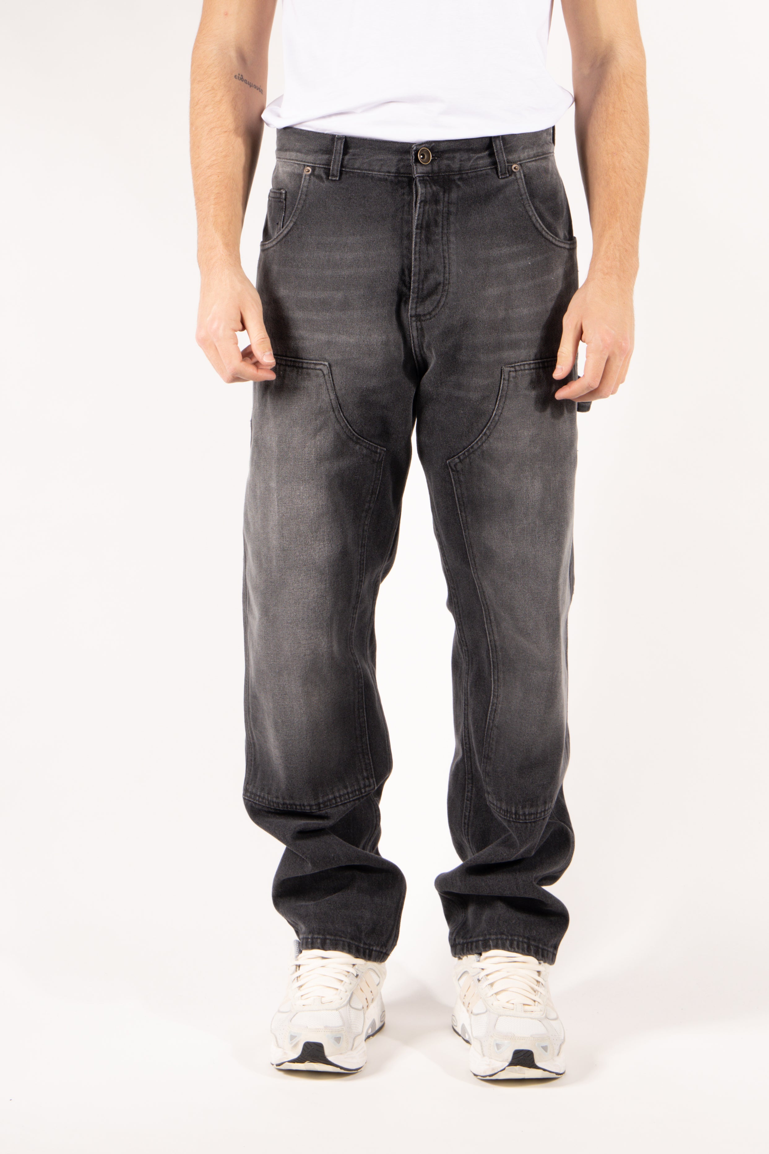 Jeans Gavroche Work nero slavato con tasche utility