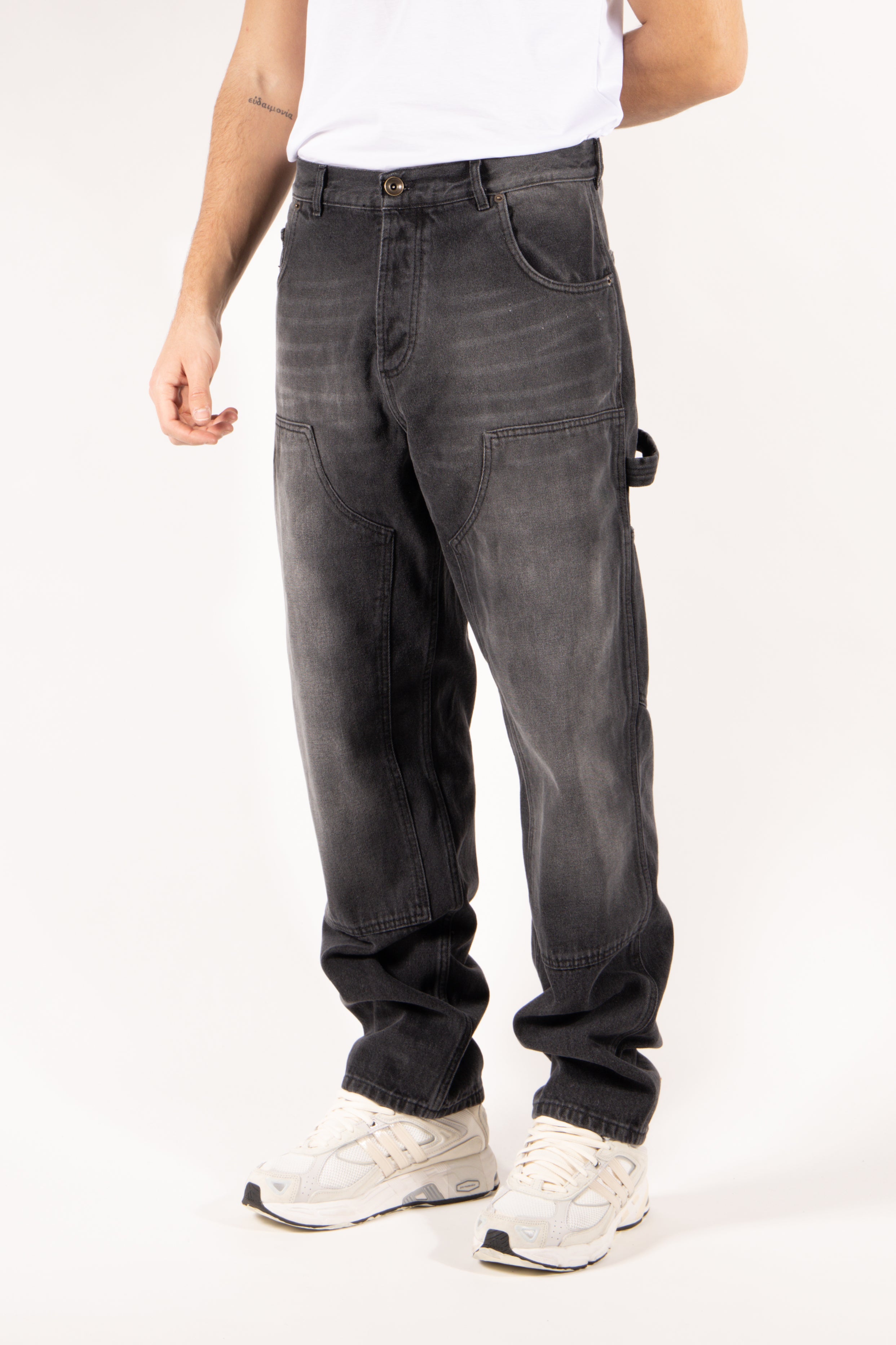 Jeans Gavroche Work nero slavato con tasche utility