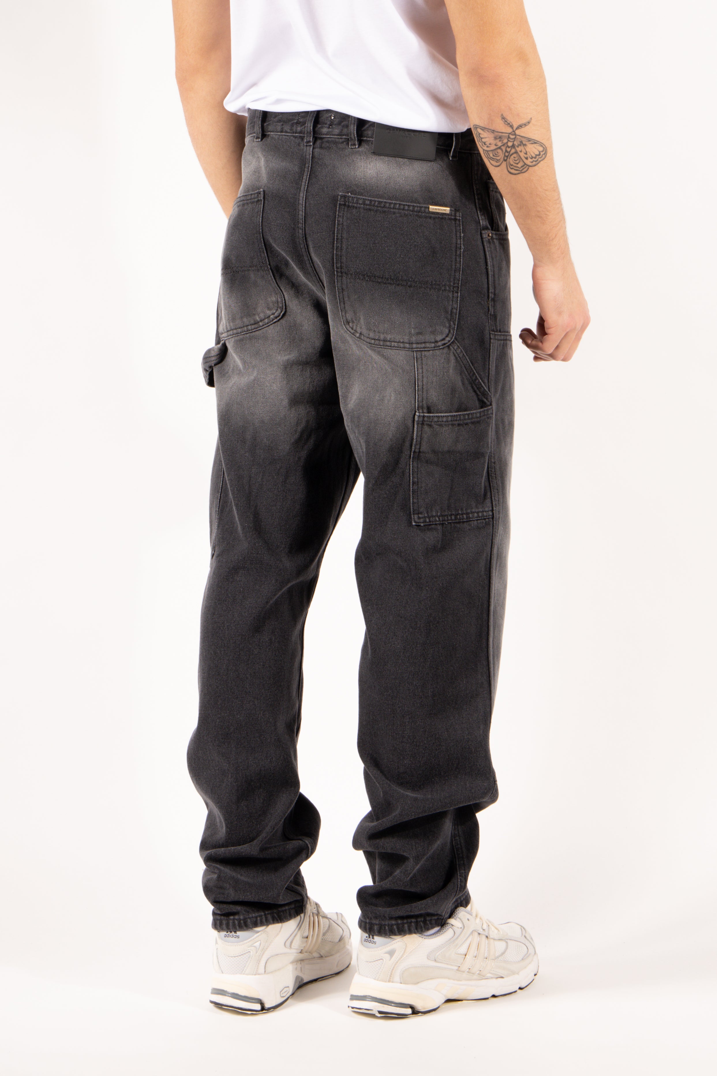 Jeans Gavroche Work nero slavato con tasche utility